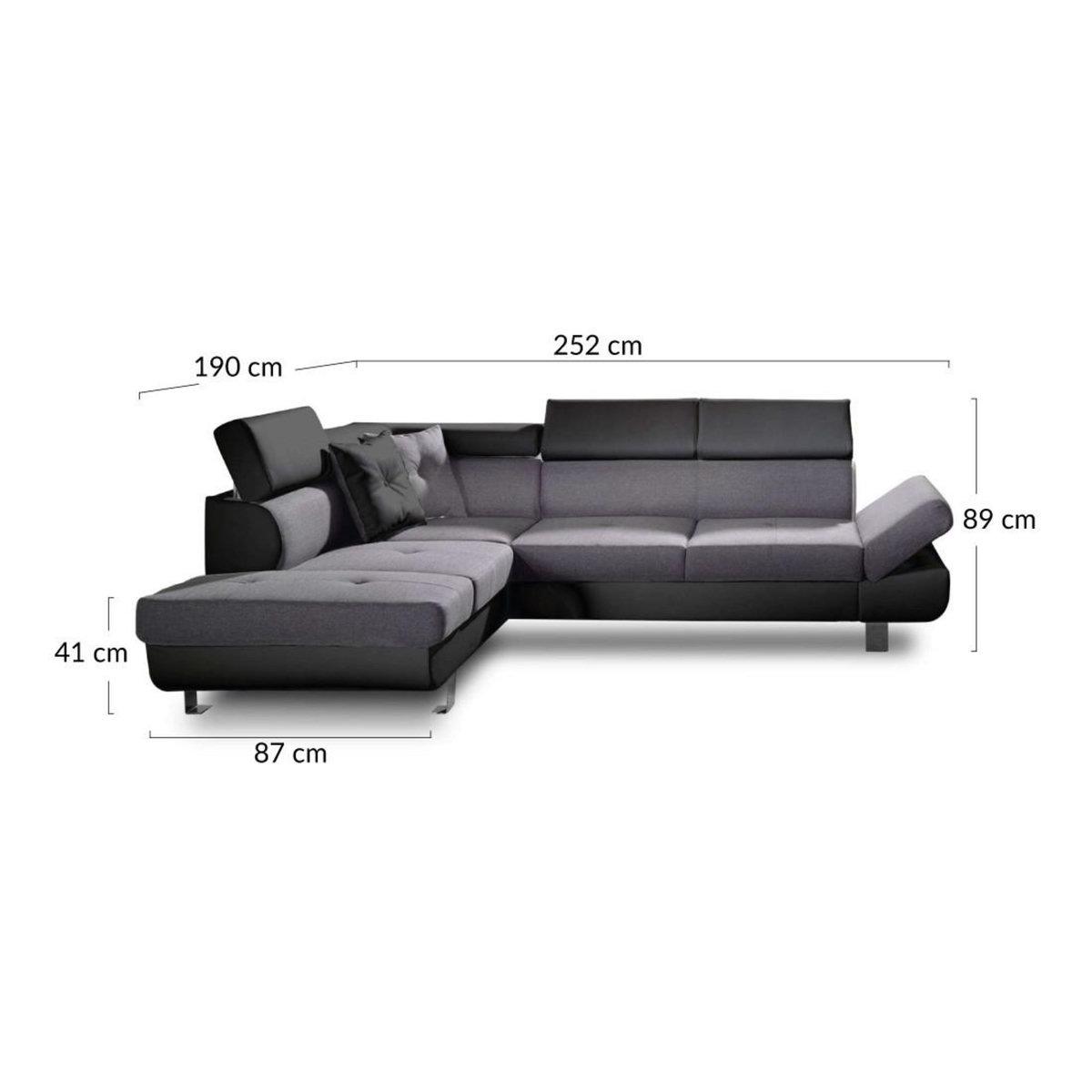 BEST MOBILIER Lisbona - canapé d'angle gauche convertible - 5 places - avec têtières
