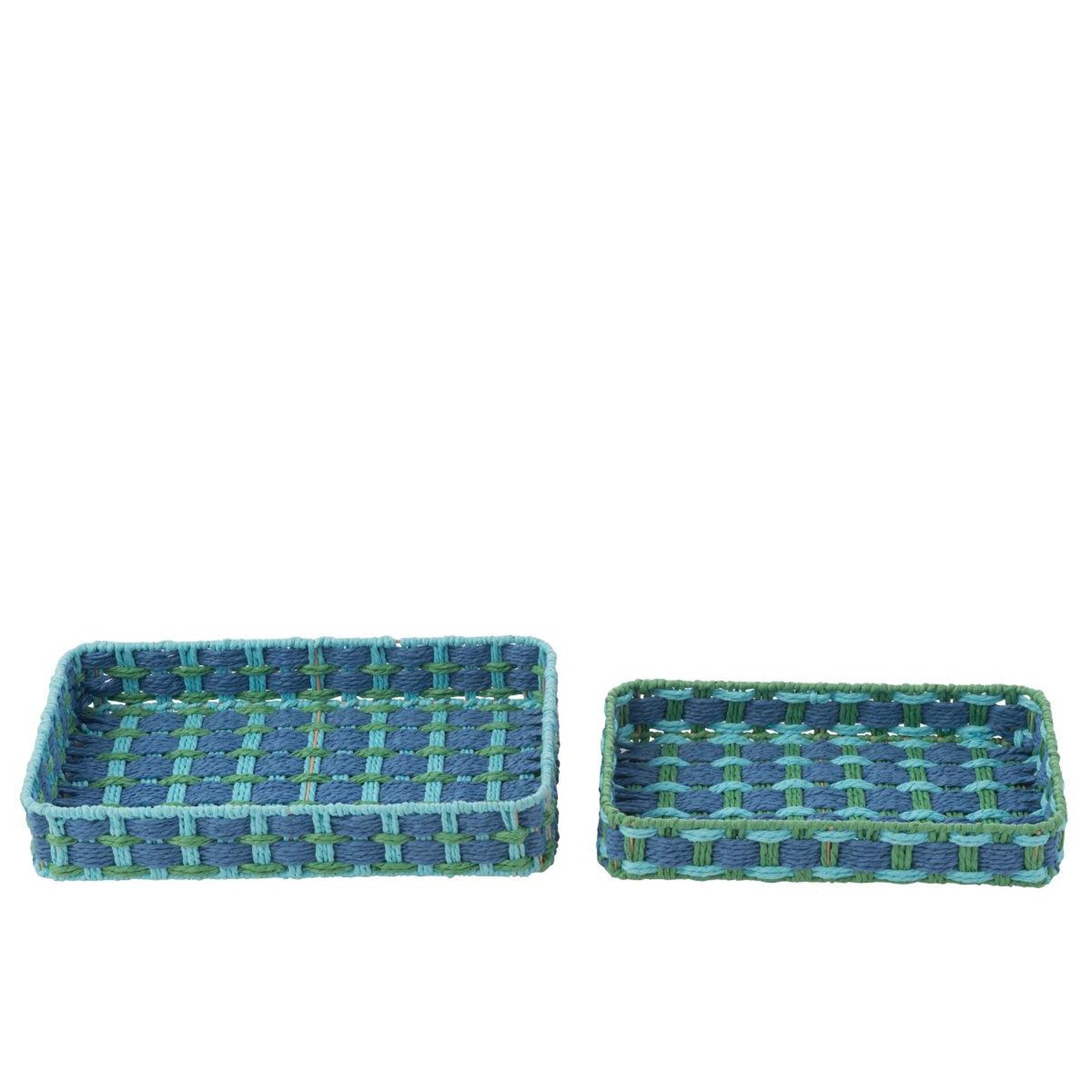 Voir la diapositive 2 : J-LINE Lot de 2 Paniers de Rangement  Lupe  38cm Bleu Foncé