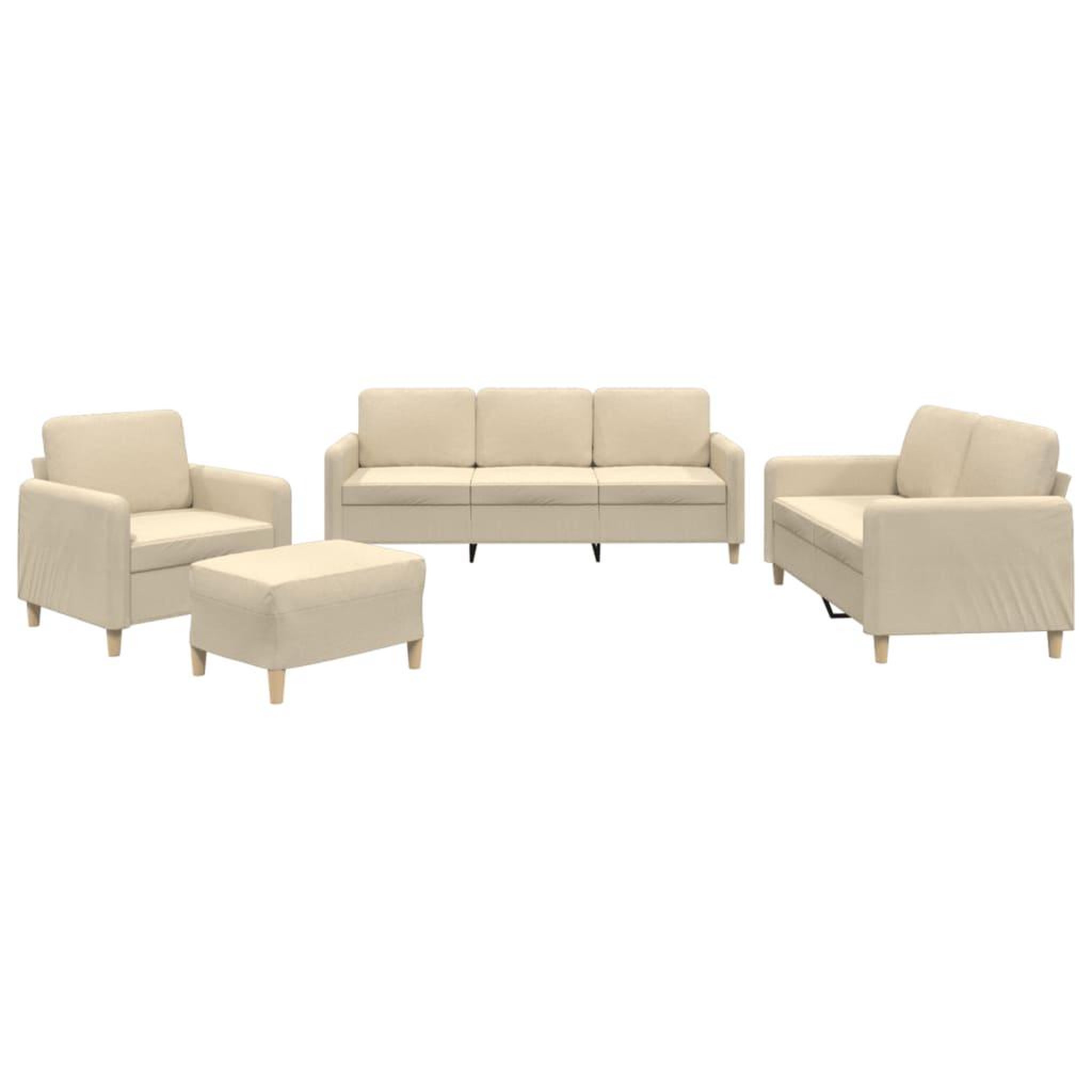 Voir la diapositive 2 : VIDAXL Ensemble de canapes 4 pcs avec coussins Creme Tissu