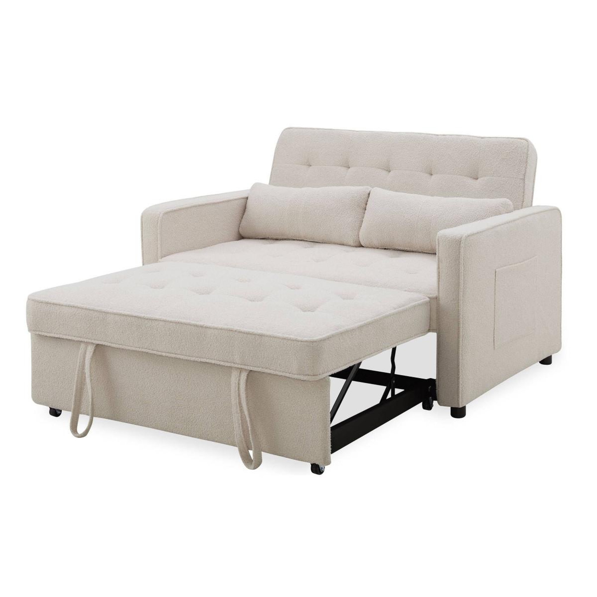 Voir la diapositive 5 : Paris Prix Canapé Convertible 2 Places Bouclette  Léa  133cm Beige