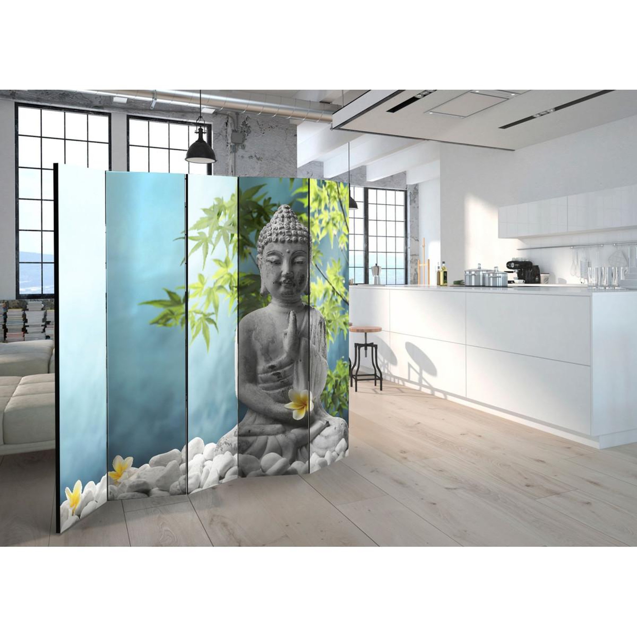 Voir la diapositive 2 : Paris Prix Paravent 5 volets  meditating buddha  172x225cm