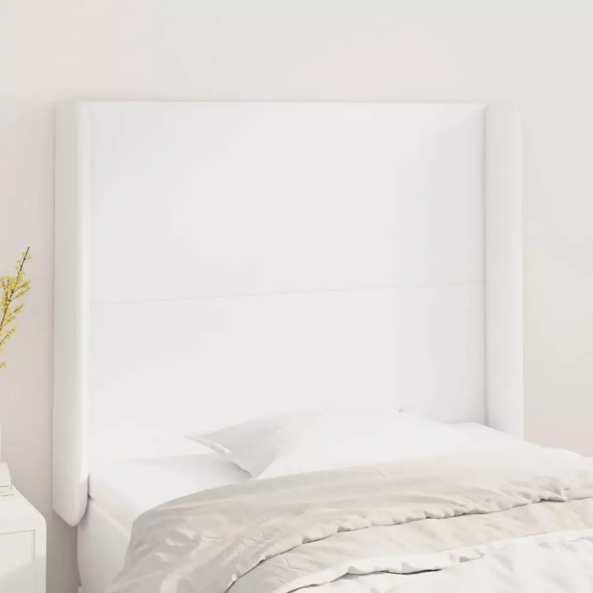 VIDAXL Tete de lit avec oreilles Blanc 103x16x118/128 cm Similicuir