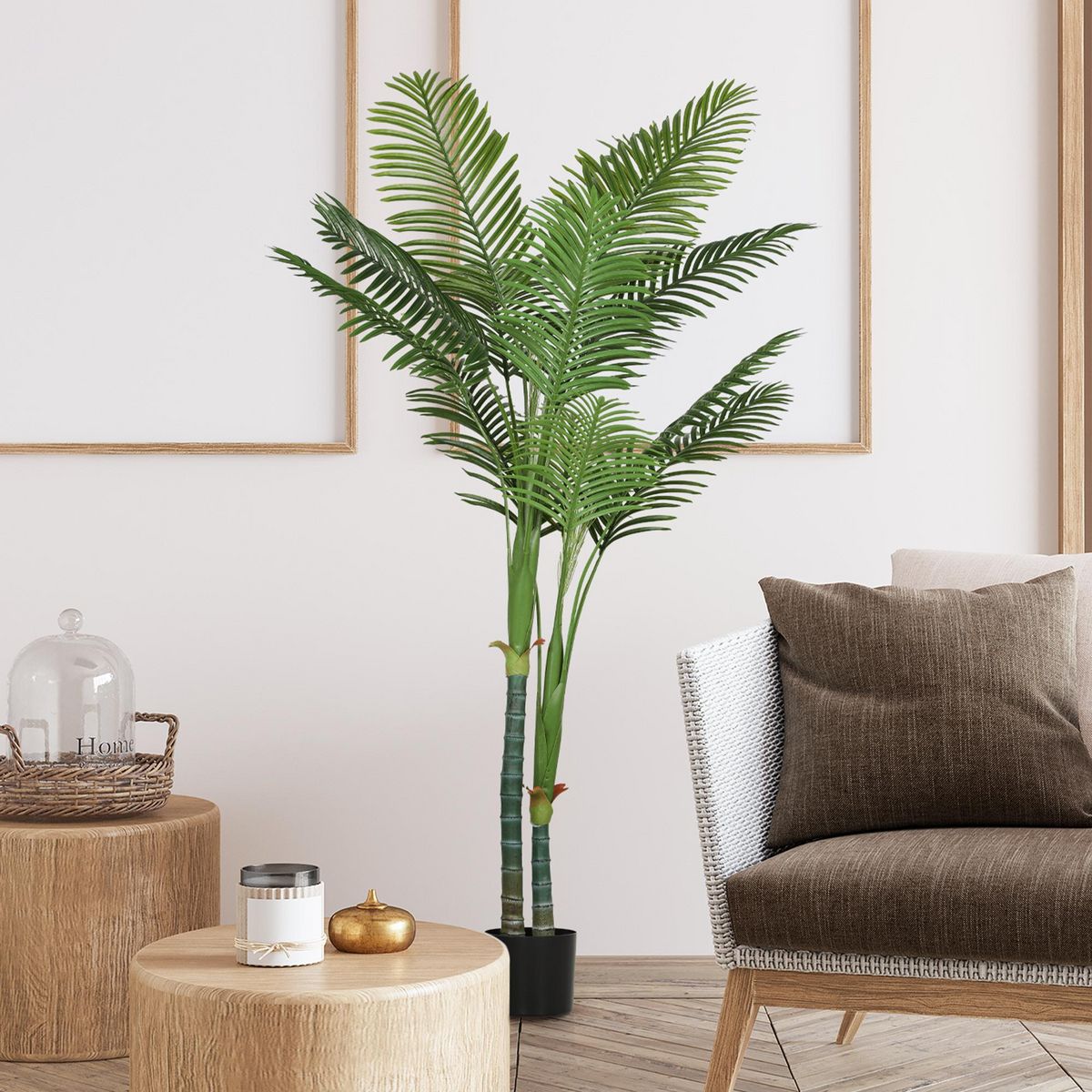 HOMCOM Palmier artificiel grande taille H.180cm palmier areca 14 feuilles grand réalisme PE vert
