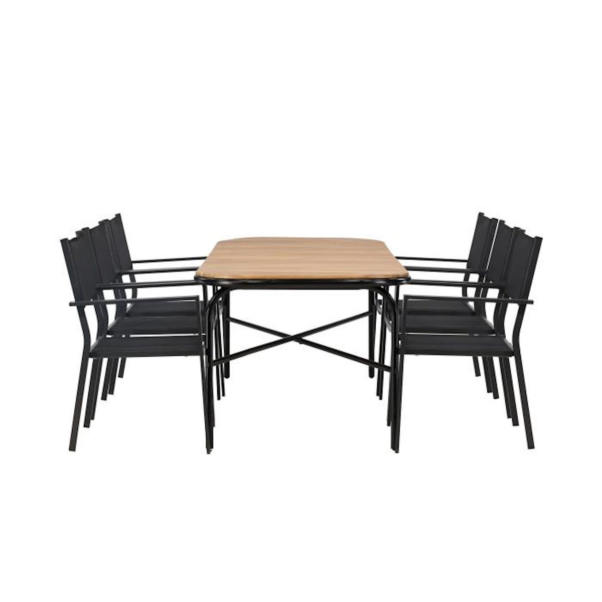 Paris Prix Ensemble Table de Jardin & 6 Chaises  Holmbeck & Copacabana  200cm Naturel & Noir