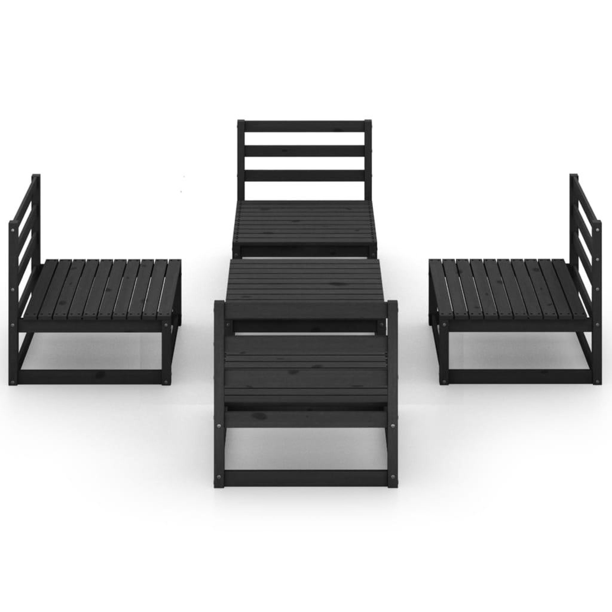 Voir la diapositive 3 : VIDAXL Salon de jardin 5 pcs noir bois de pin massif