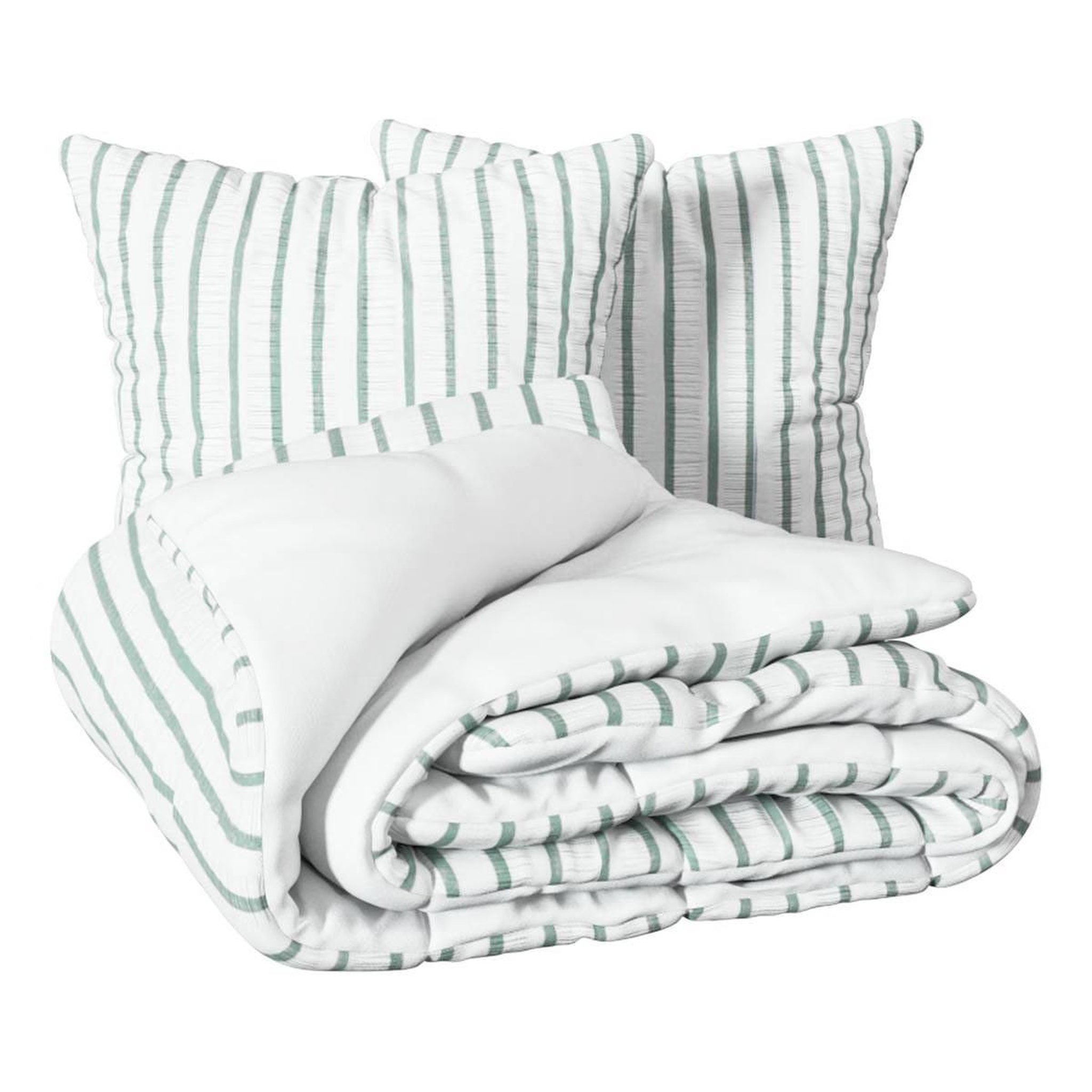 Voir la diapositive 2 : ATMOSPHERA Parure de lit 3 pièces  stripes  240x220cm vert céladon
