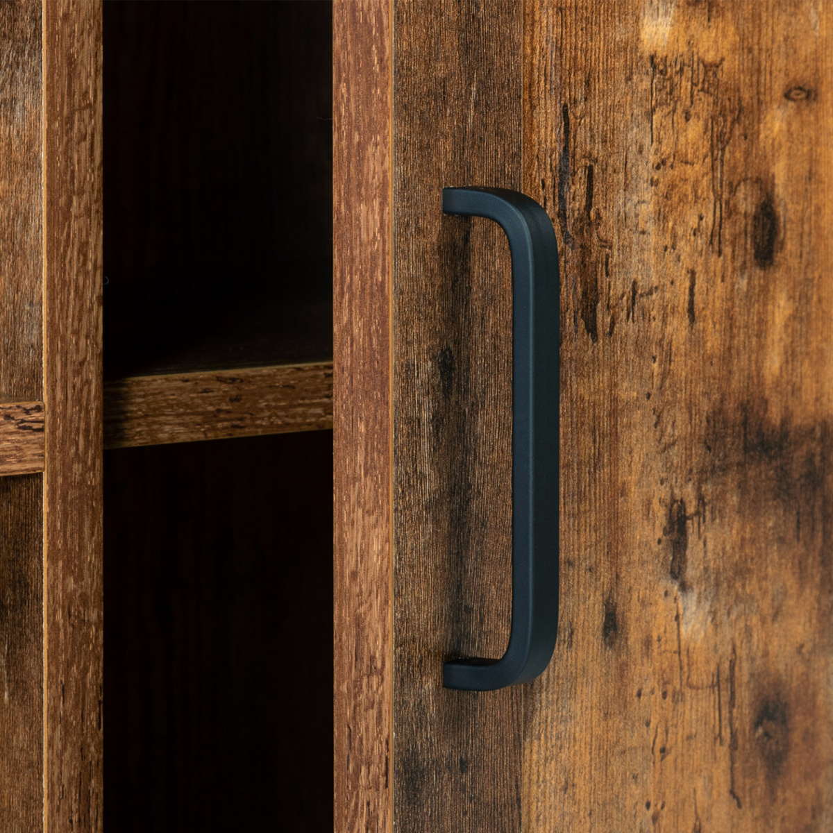 ID MARKET Buffet 2 portes 100 cm DAYTON avec étagères effet vieilli design industriel