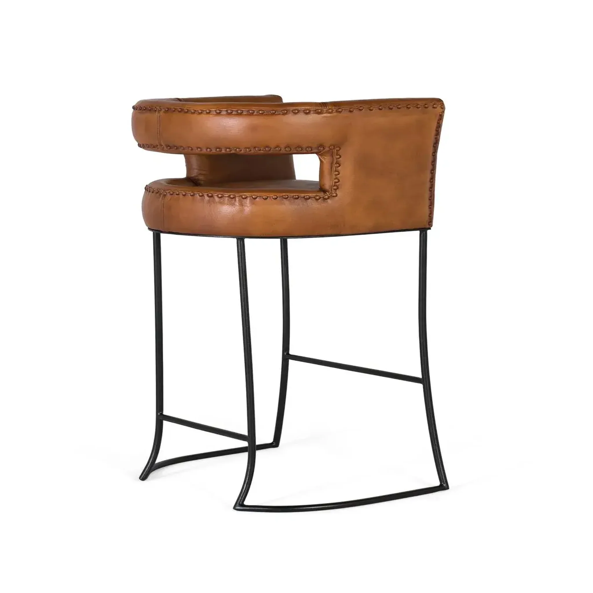 Voir la diapositive 5 : GINER Y COLOMER SL Tabouret en cuir et fer 60cm style industriel vintage