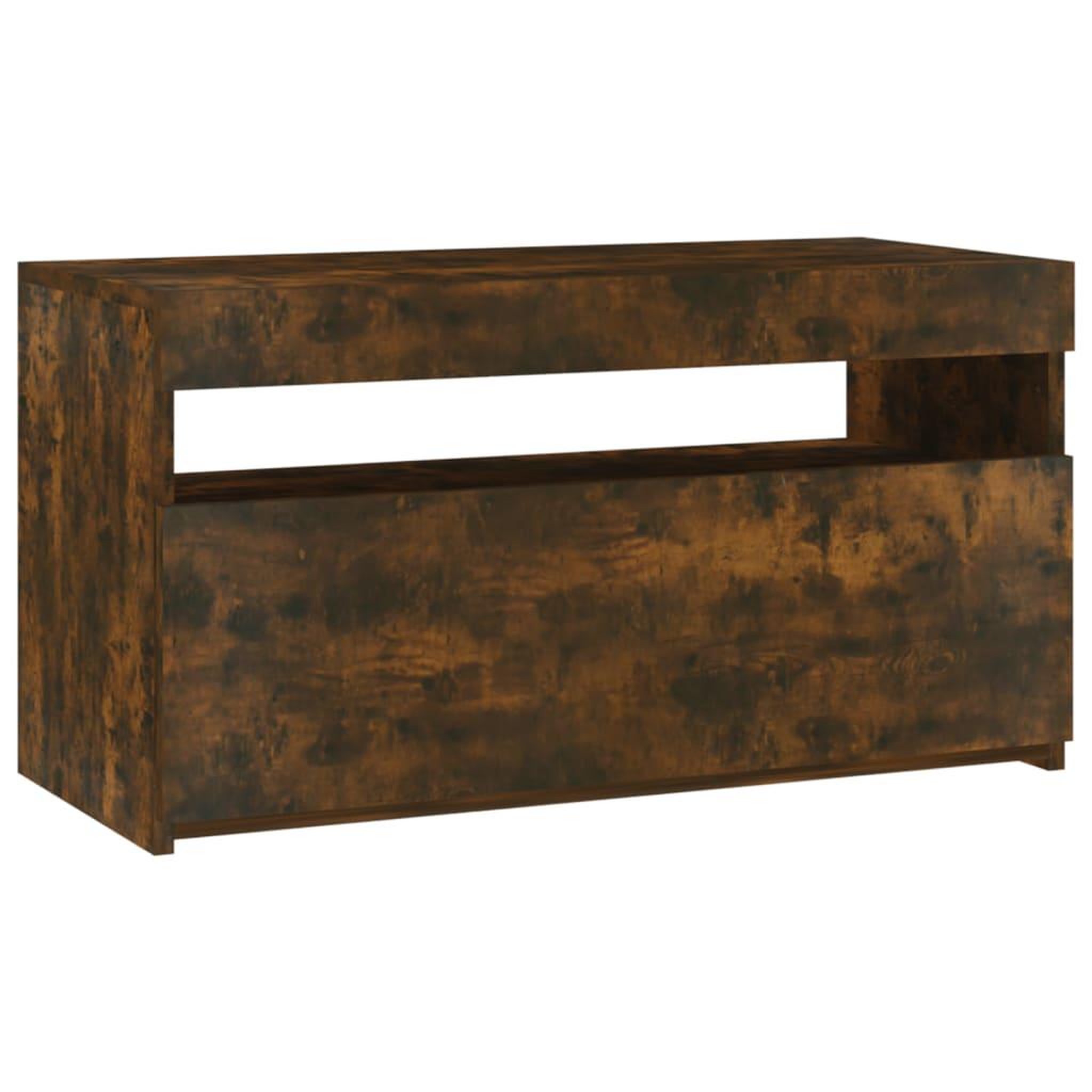 Voir la diapositive 2 : VIDAXL Meuble TV avec lumieres LED Chene fume 75x35x40 cm