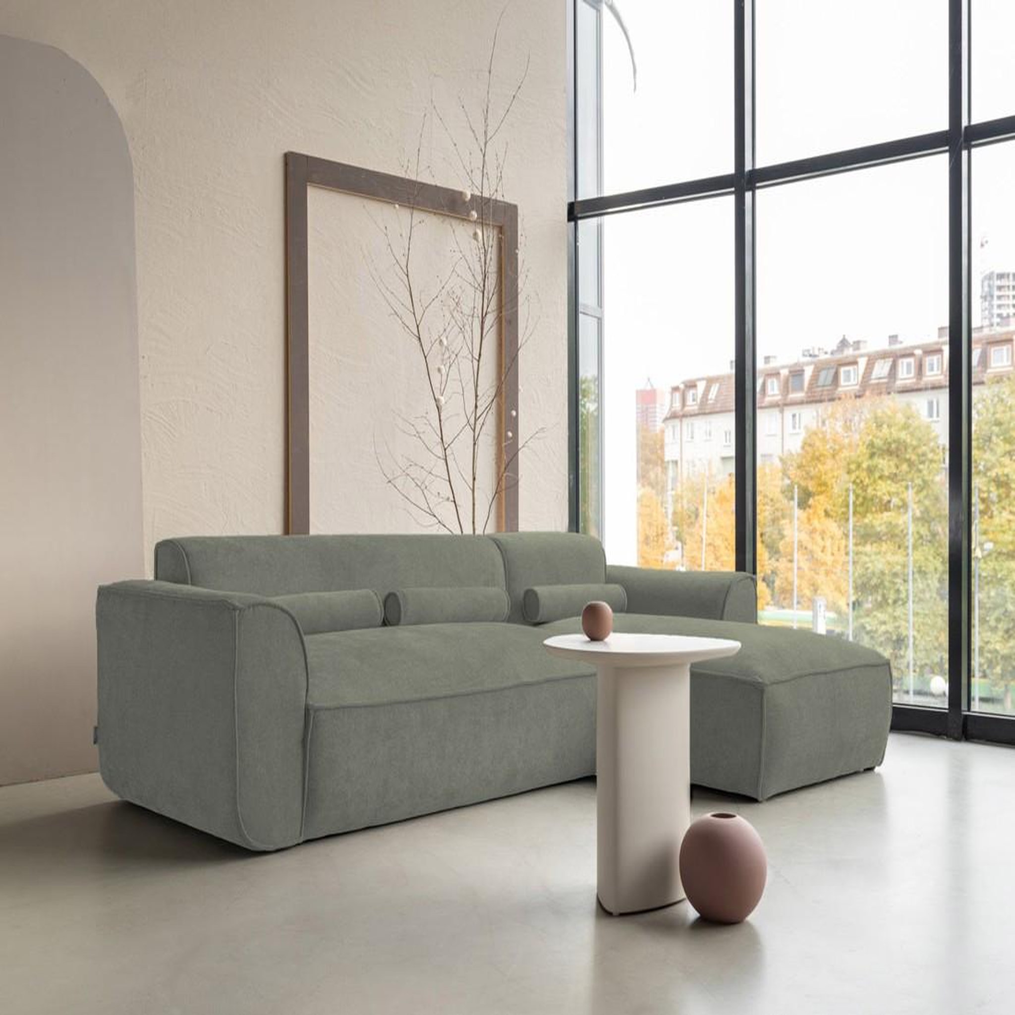 Voir la diapositive 1 : BEST MOBILIER Felix - canapé modulable d'angle droit 4 places en tissu texturé