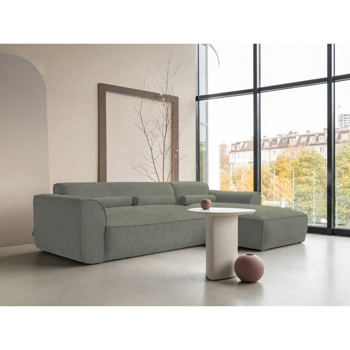 BEST MOBILIER Felix - canapé modulable d'angle droit 4 places en tissu texturé