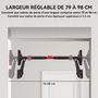 Voir la diapositive 4 : HOMCOM Barre de traction réglable de 79 à 98 cm, barre de porte niveau intégré, structure triangulaire robuste, support à 6 points, poignées antidérapantes, jusqu'à 225 kg, noir