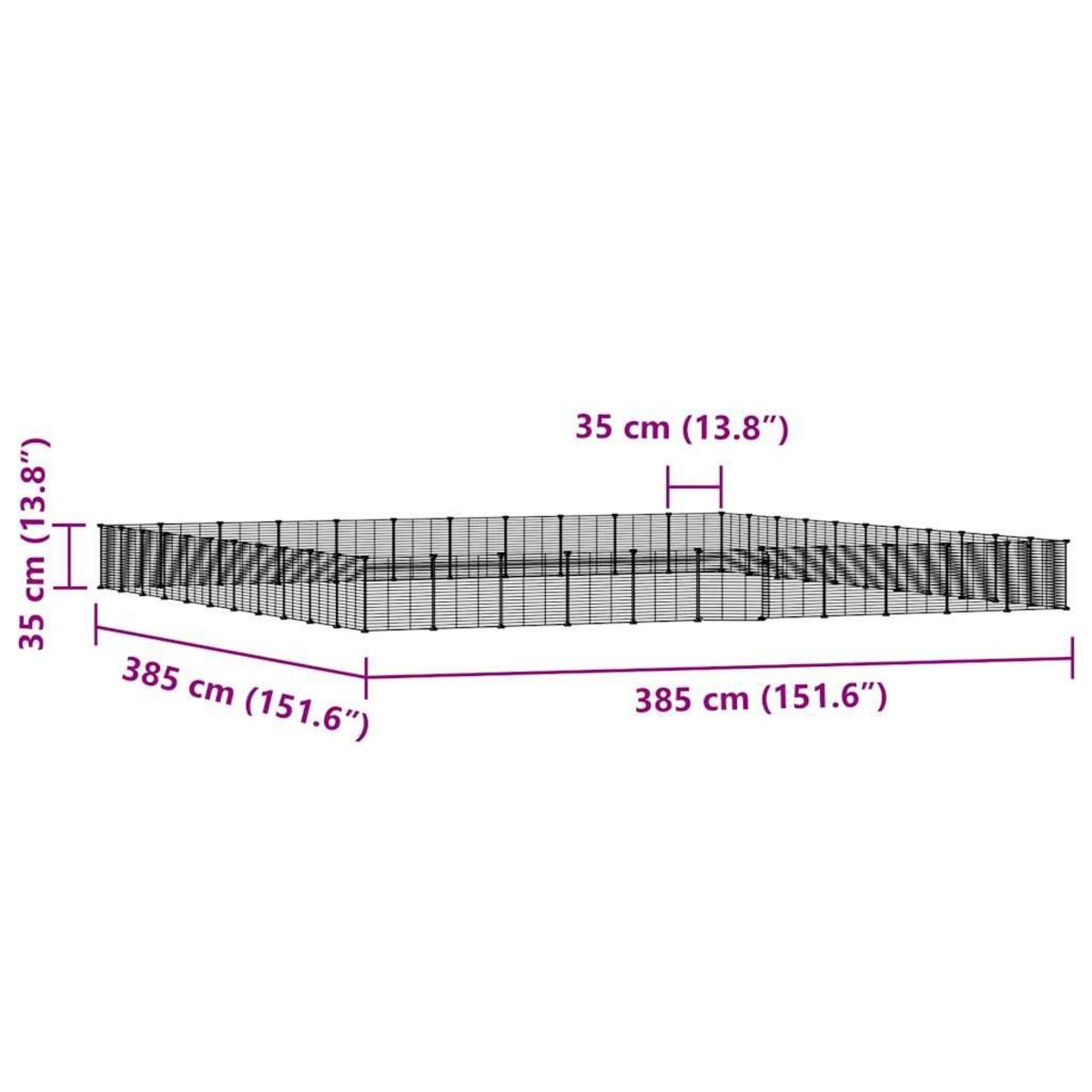 VIDAXL Cage animaux de compagnie a 44 panneaux et porte Noir 35x35 cm