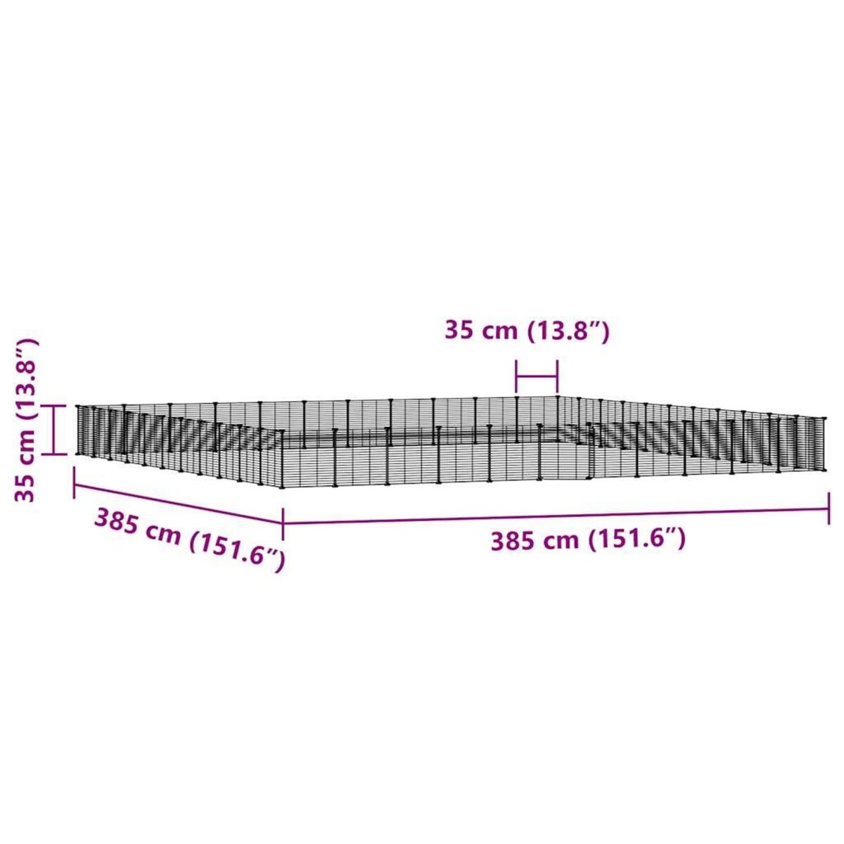 VIDAXL Cage animaux de compagnie a 44 panneaux et porte Noir 35x35 cm