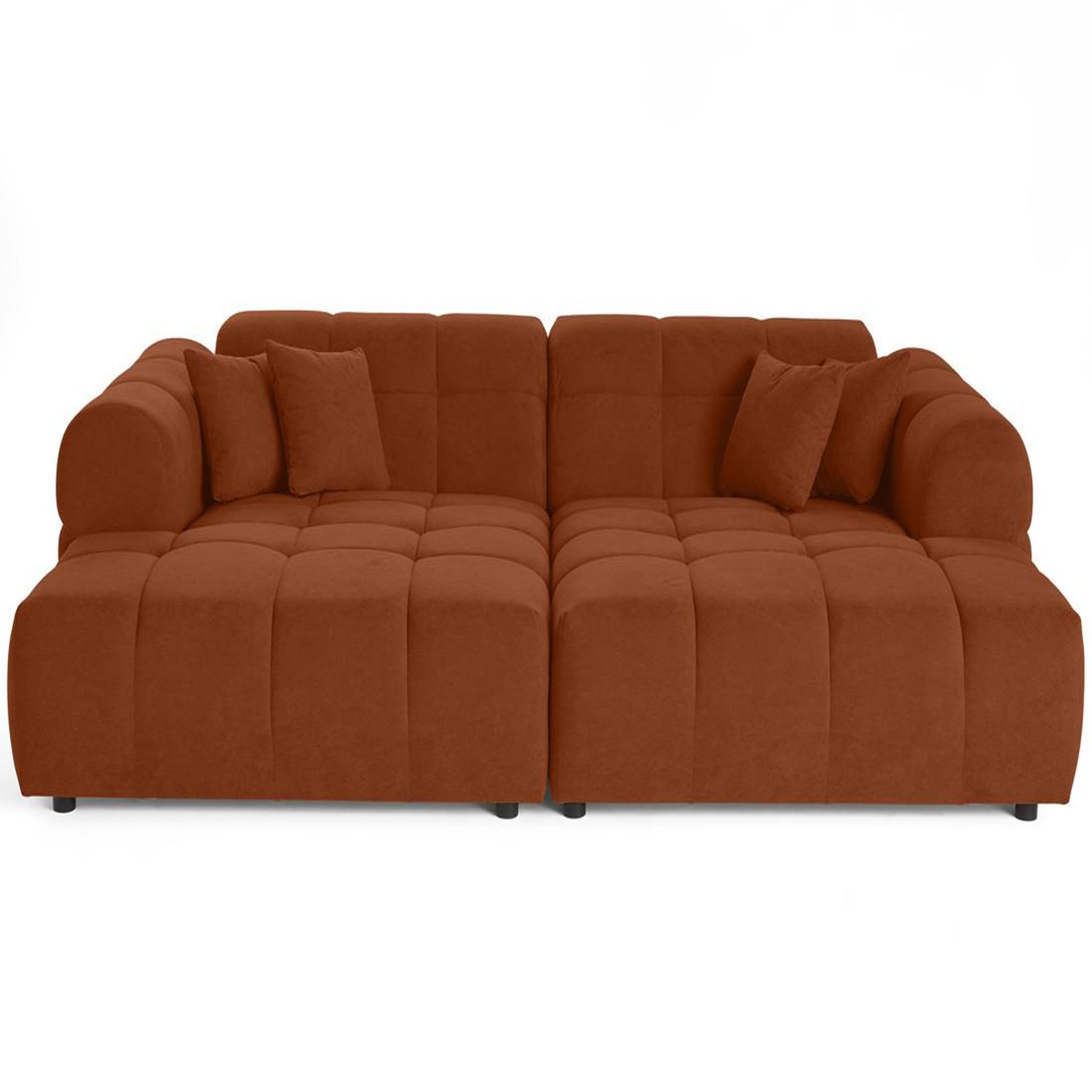 Voir la diapositive 1 : BEST MOBILIER Ray - canapé droit 4 places avec double méridienne - assise profonde - en tissu texturé