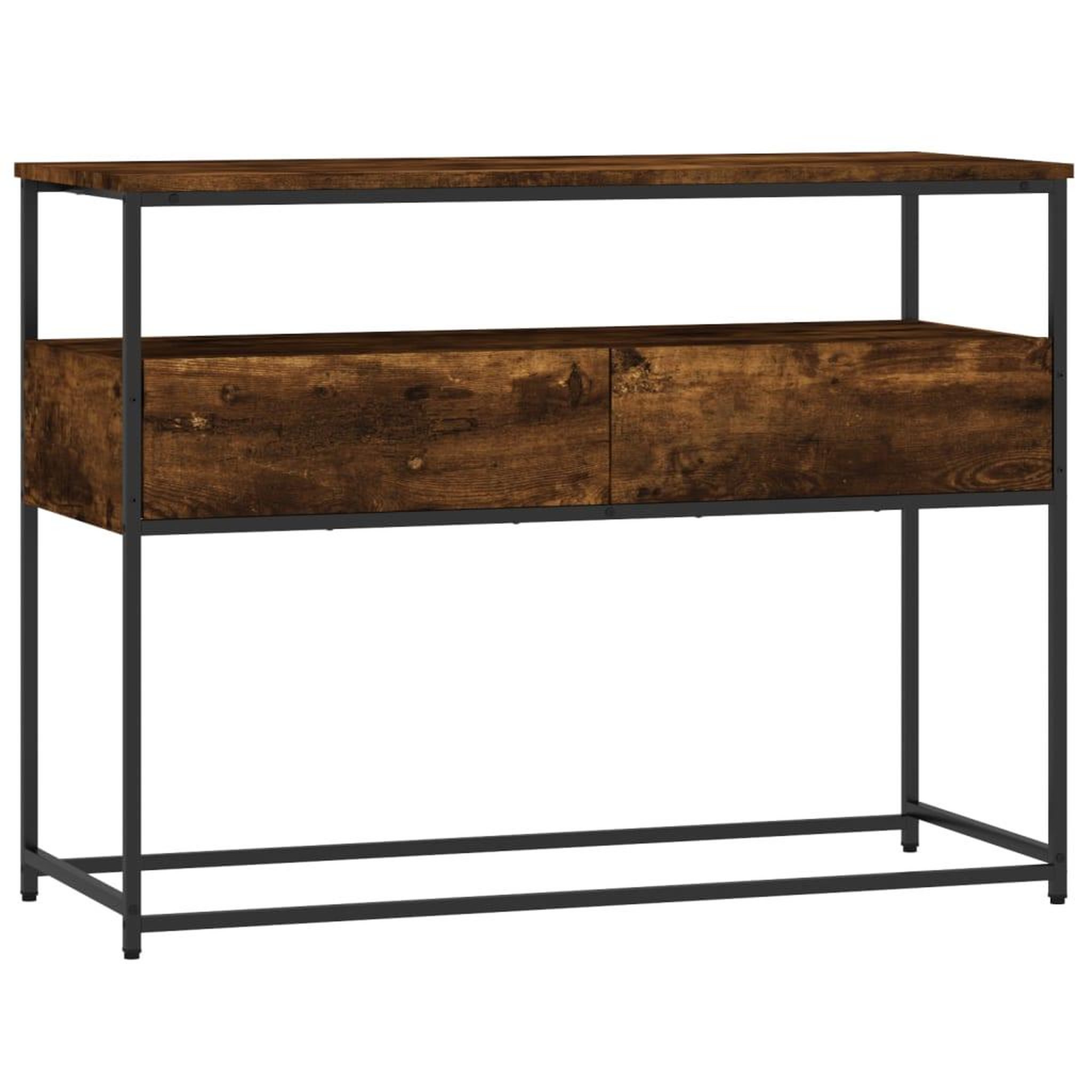 Voir la diapositive 2 : VIDAXL Table console chene fume 100x40x75 cm bois d'ingenierie