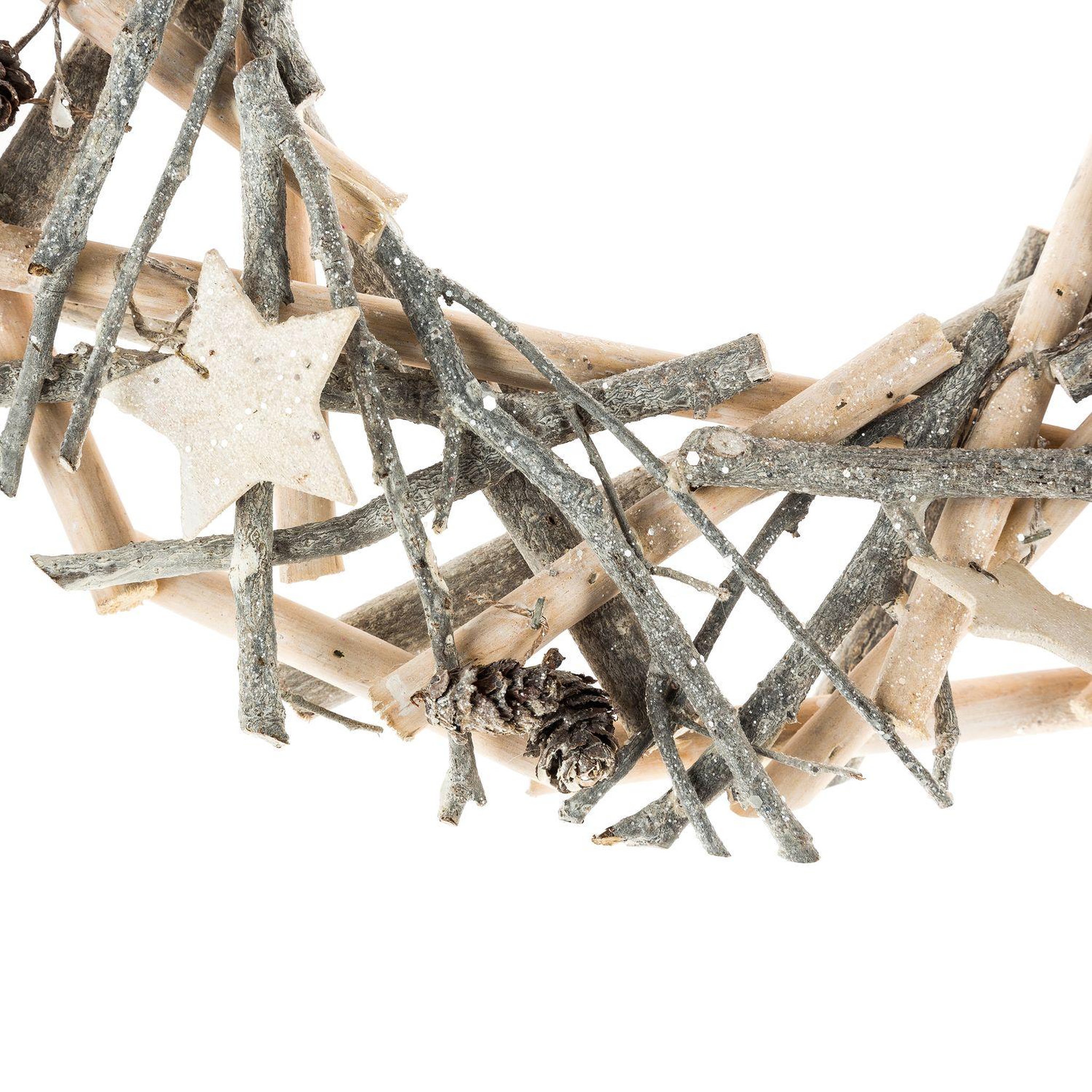 Voir la diapositive 2 : FEERIC LIGHT & CHRISTMAS Couronne de noël en bois et branches