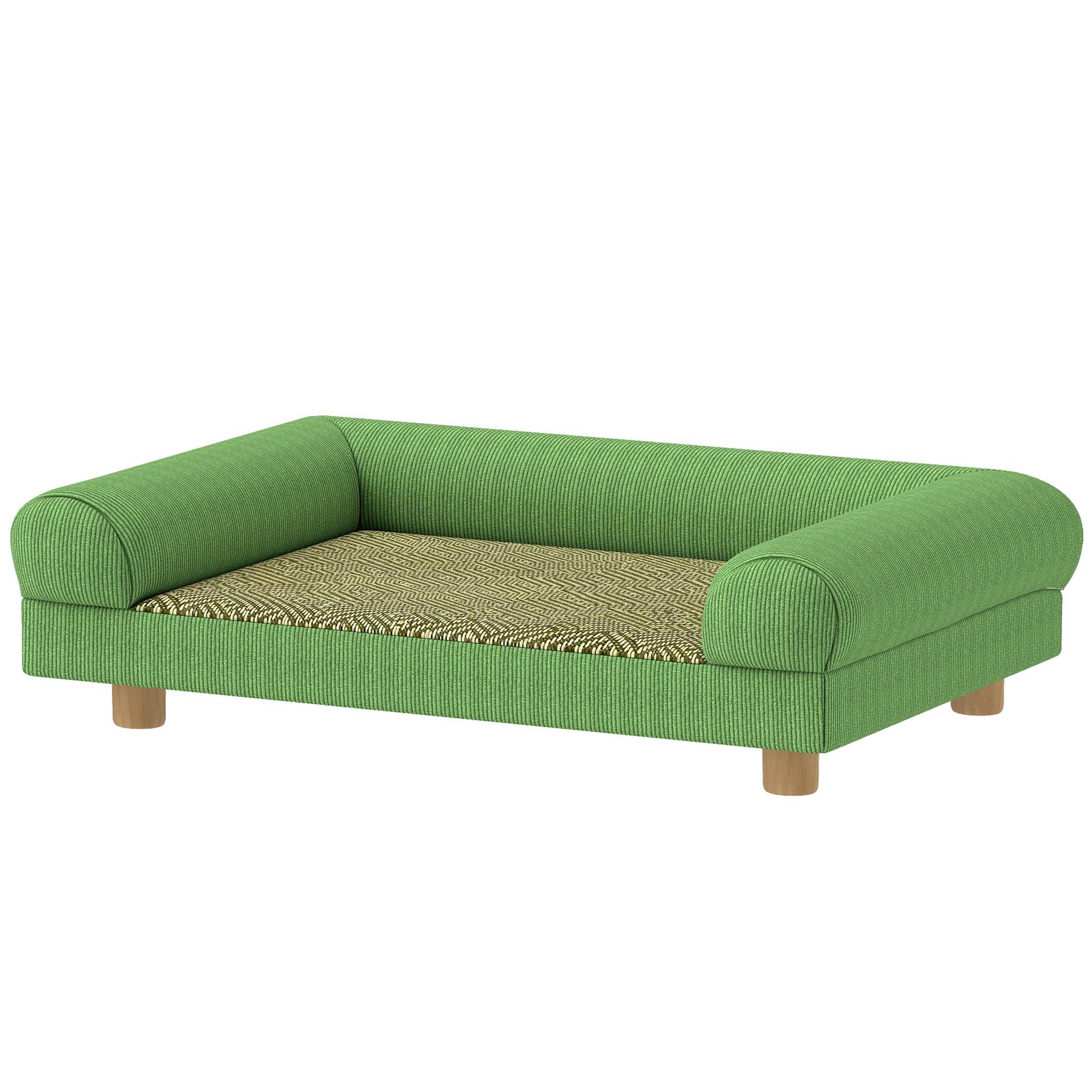 PAWHUT Canapé chien style nordique velours côtelé avec accoudoirs dossier dim. 63x41x17cm bois vert