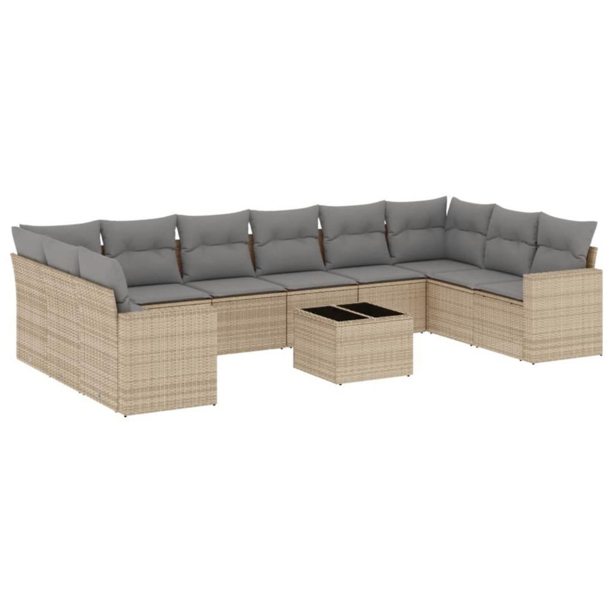 VIDAXL Salon de jardin 11 pcs avec coussins beige resine tressee