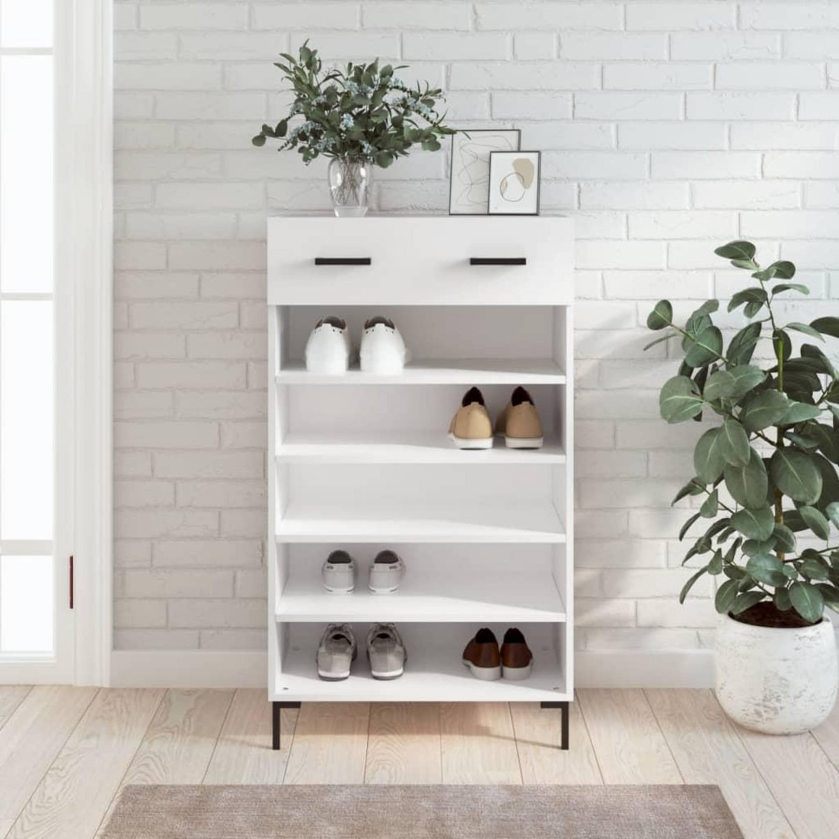 VIDAXL Armoire a chaussures blanc 60x35x105 cm bois d'ingenierie