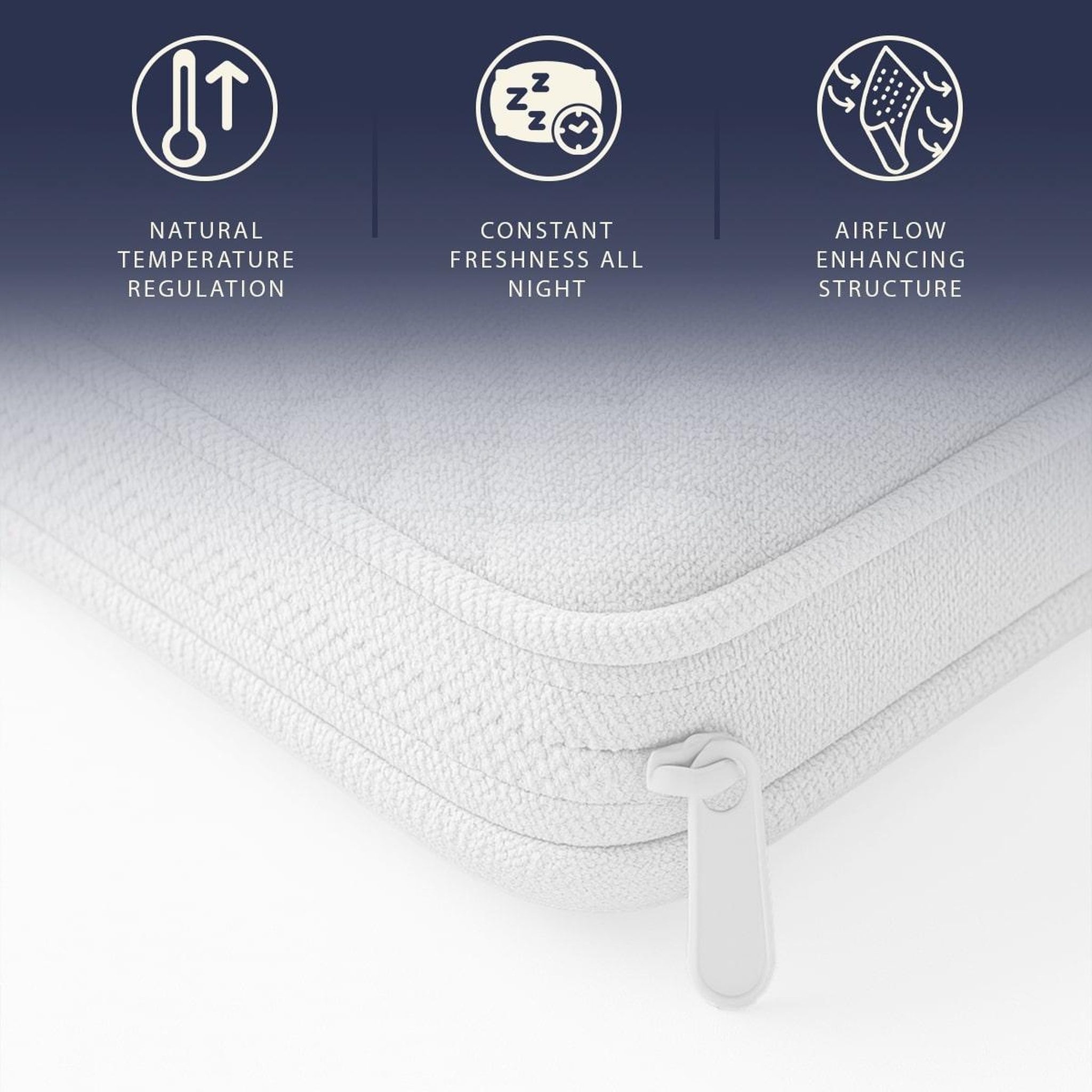 Voir la diapositive 3 : THE WHITE STONE Surmatelas 80x190 cm en Mémoire de Forme Pure | Hauteur 5 cm | Respirant & Hypoallergénique | Fabriqué en Italie | Correcteur de Matelas