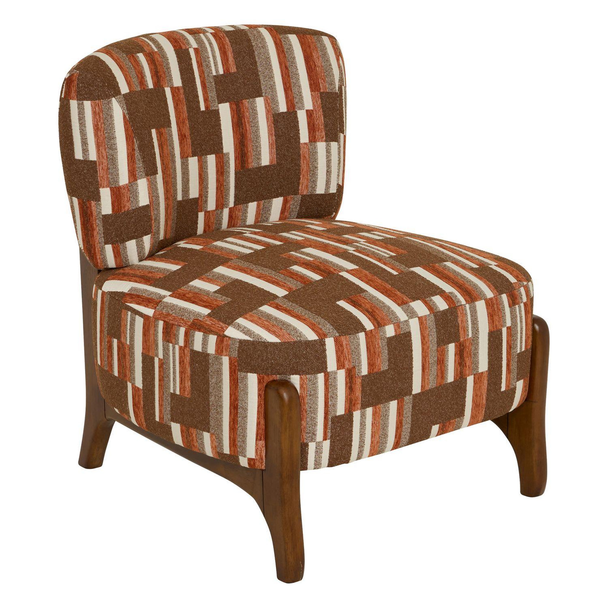 ATMOSPHERA Fauteuil en chenille avec pieds en bois effet noyer calix - marron