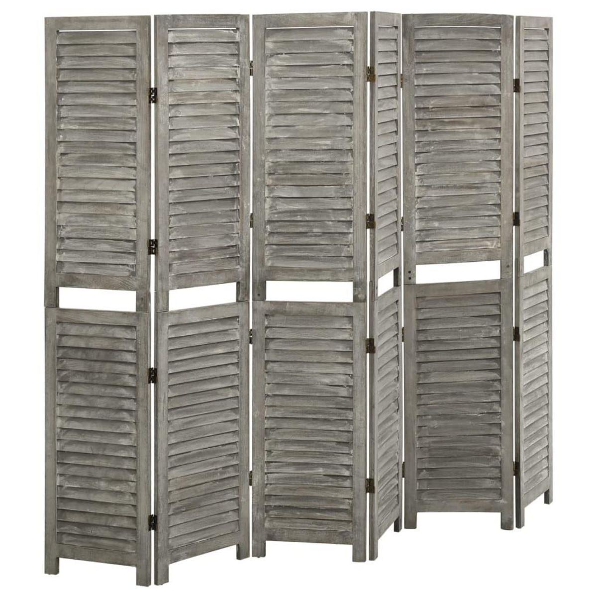 VIDAXL Cloison de separation 6 panneaux Gris 214x166 cm Bois solide