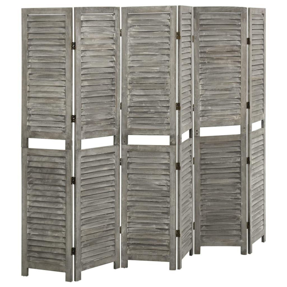 VIDAXL Cloison de separation 6 panneaux Gris 214x166 cm Bois solide