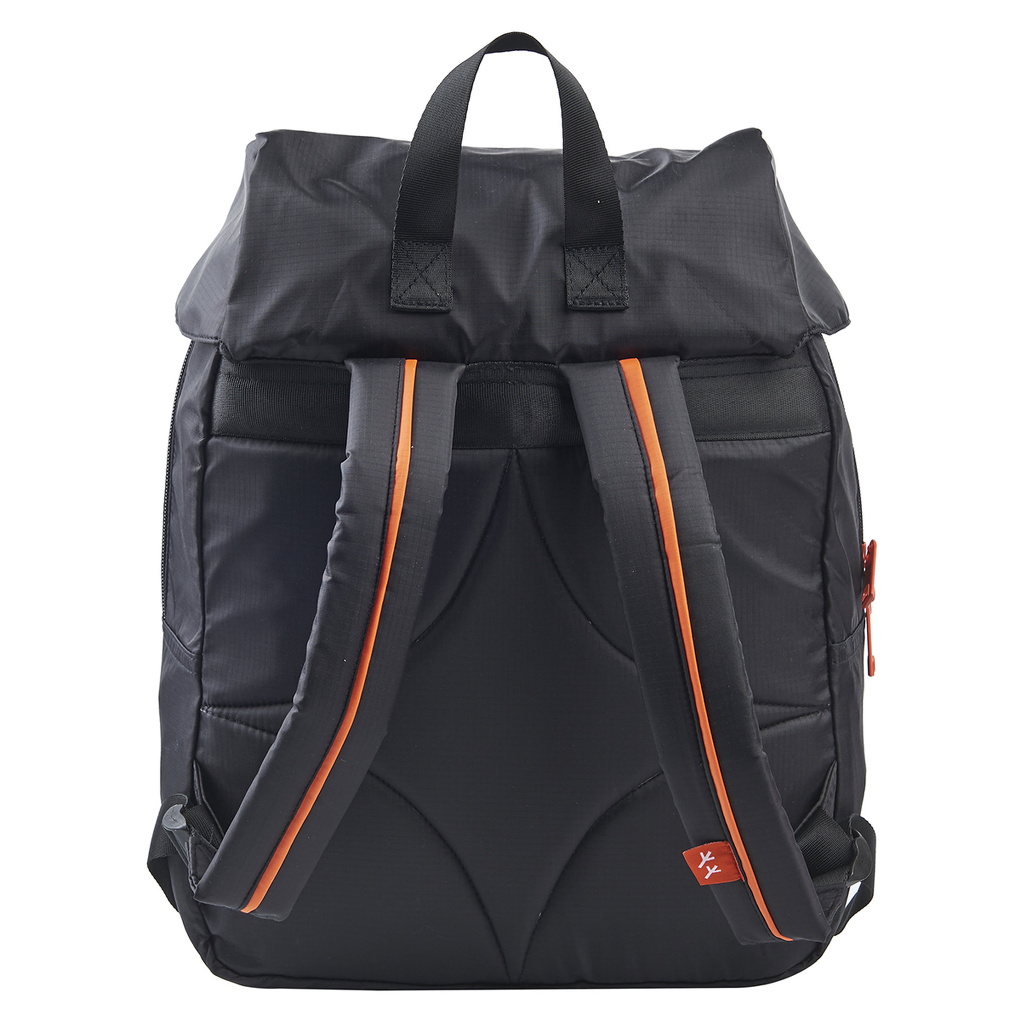 Voir la diapositive 3 : YOUNG'S ATTITUDE Sac à dos noir et orange avec compartiment pour ordinateur Vintage