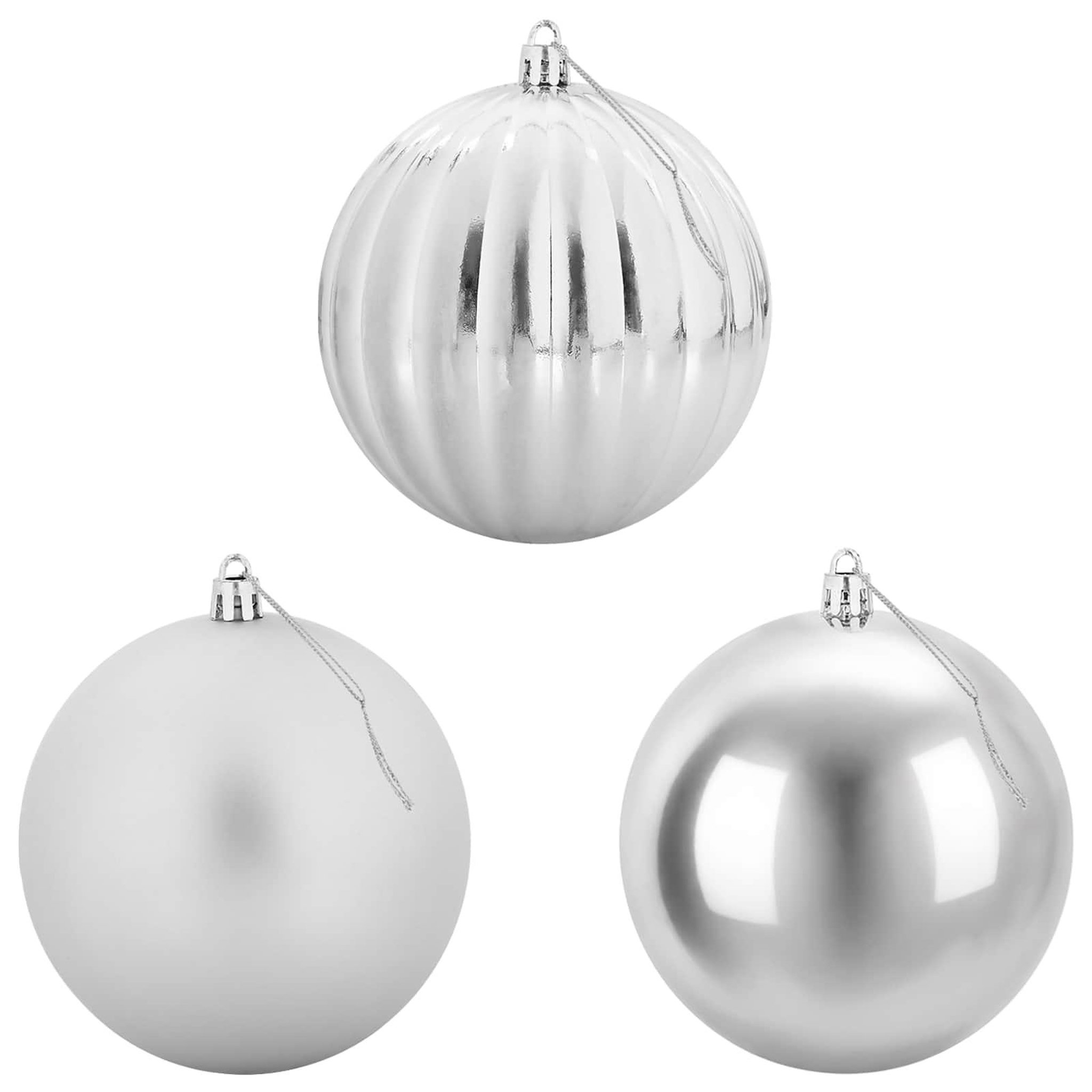 Voir la diapositive 4 : VIDAXL Ensemble de boules de Noël XL 15 pc Argente Diam. 10 cm