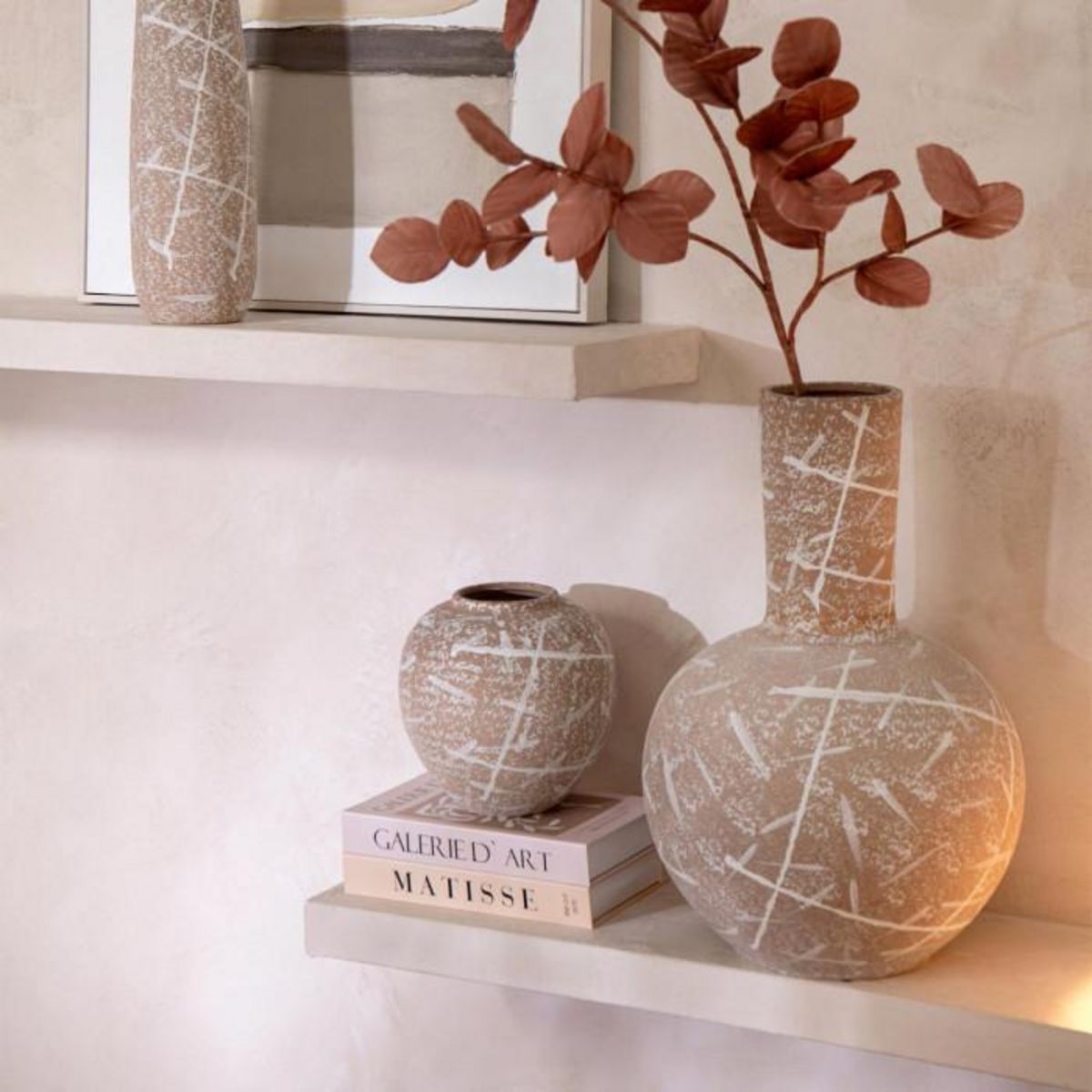 Paris Prix Vase Globe en Grès  Dune  52cm Beige & Blanc