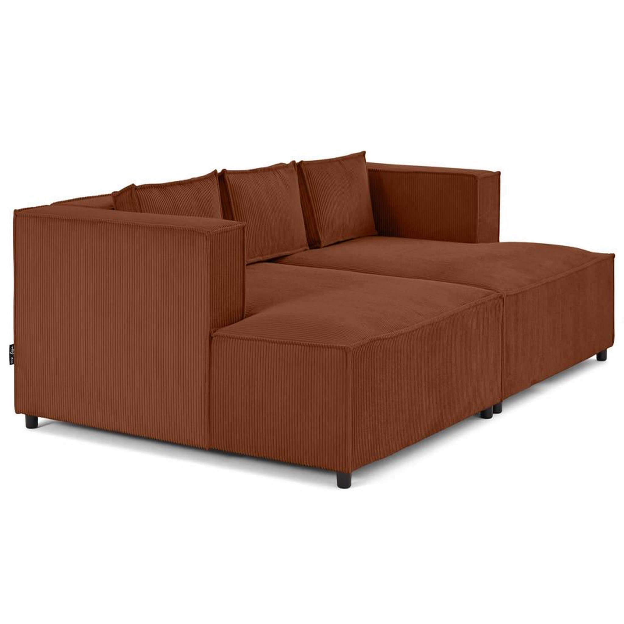 Voir la diapositive 4 : LISA DESIGN Stella - canapé droit 3 places avec double méridienne - assise profonde - en velours côtelé