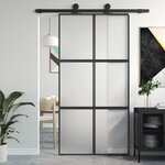 VIDAXL Porte coulissante noir 102,5x205 cm verre trempe aluminium