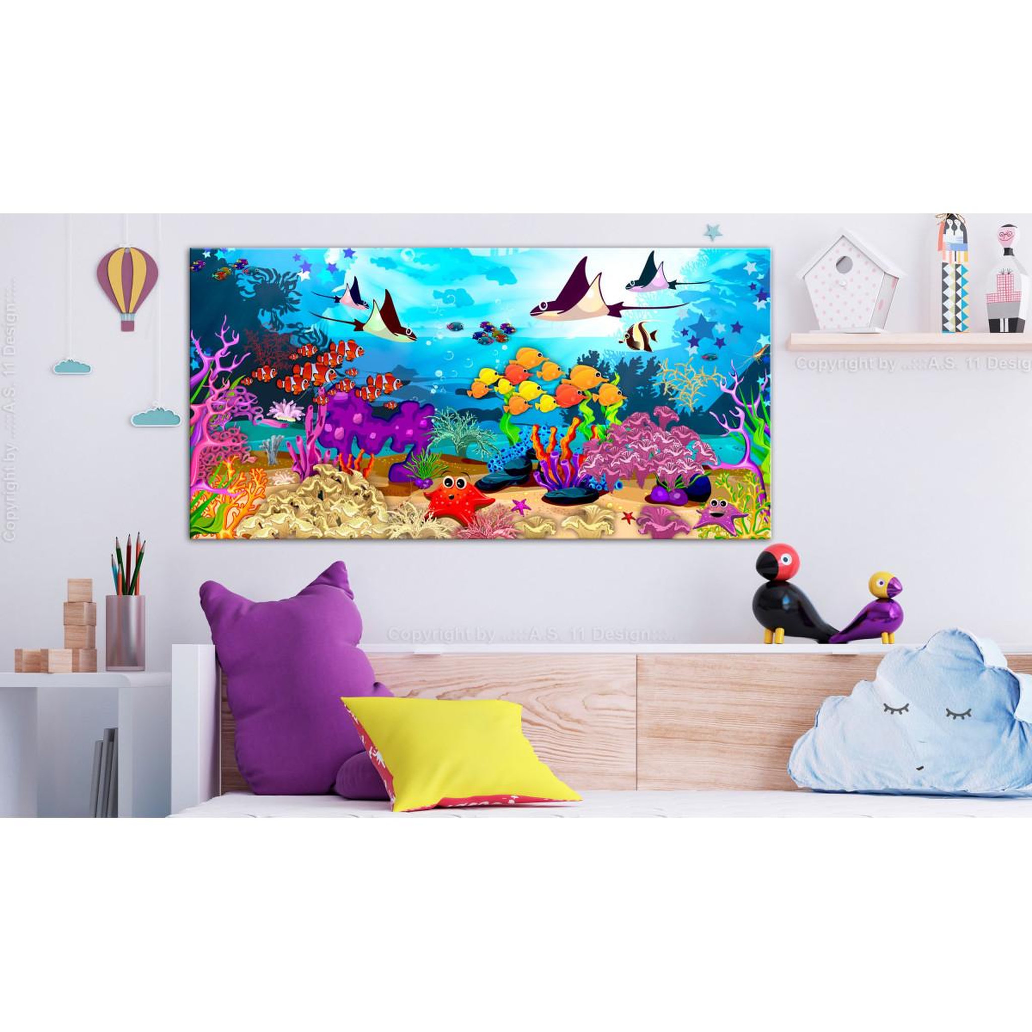 Voir la diapositive 2 : Paris Prix Tableau Imprimé  Underwater Fun Wide