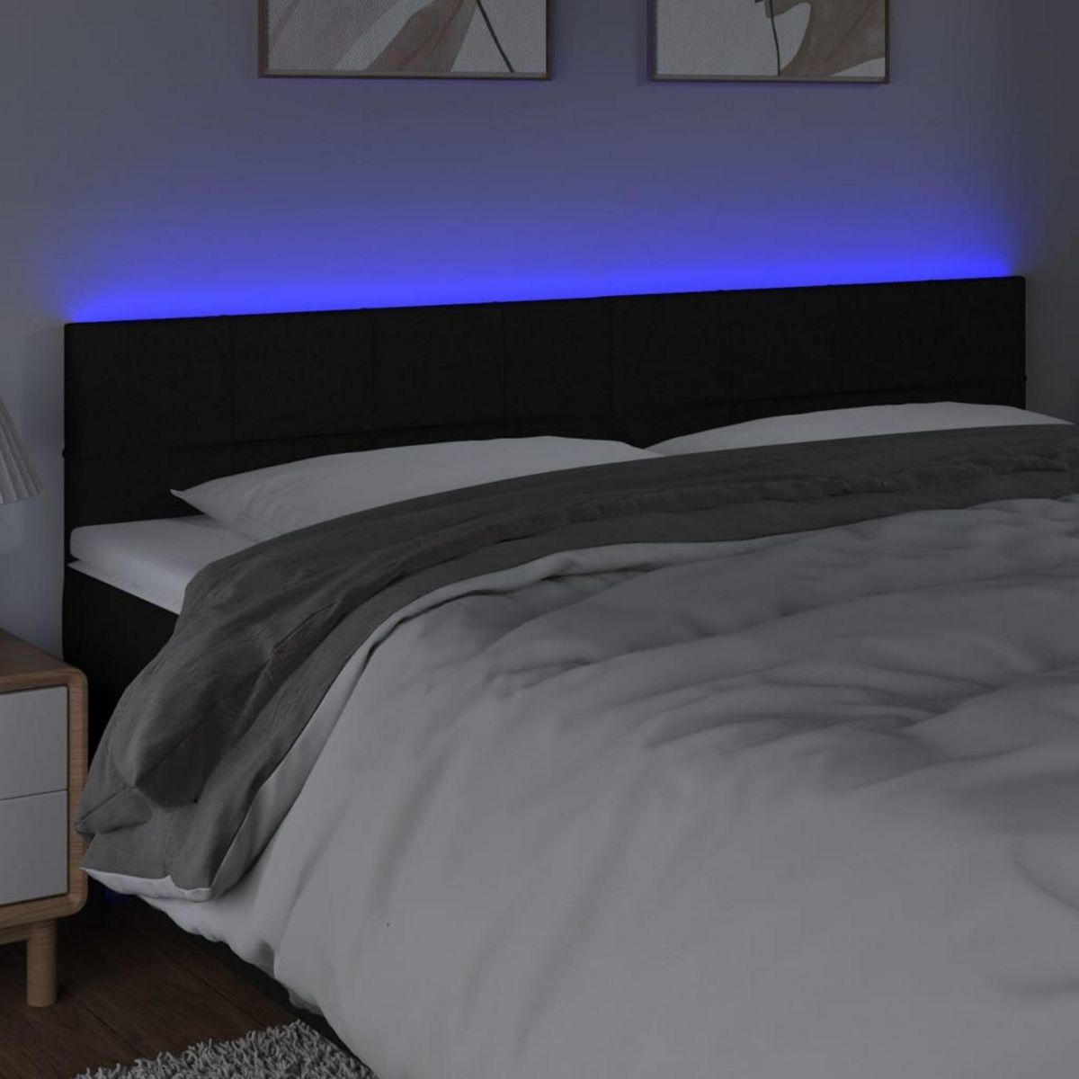 VIDAXL Tete de lit a LED Noir 180x5x78/88 cm Tissu