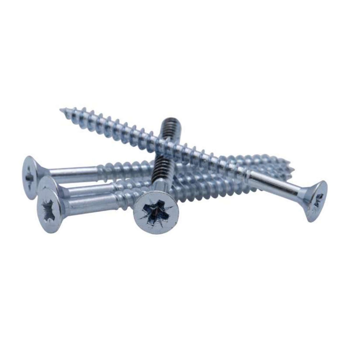  Vis à bois tête fraisée PZ zinguée Vissal filet total 6x80 mm  x5 vis