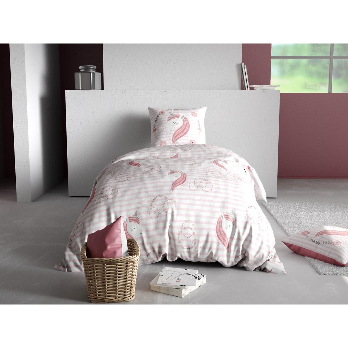 Les Ateliers du Linge Parure housse de couette 2pcs 140x200cm 100%coton 57fils rina