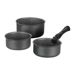 Arthur Martin Batterie de cuisine ARTHUR MARTIN AM777GM Set de 3 casseroles - Gris Mat 16-18-20 cm + 1 poignée amovible - Tous feux dont indu