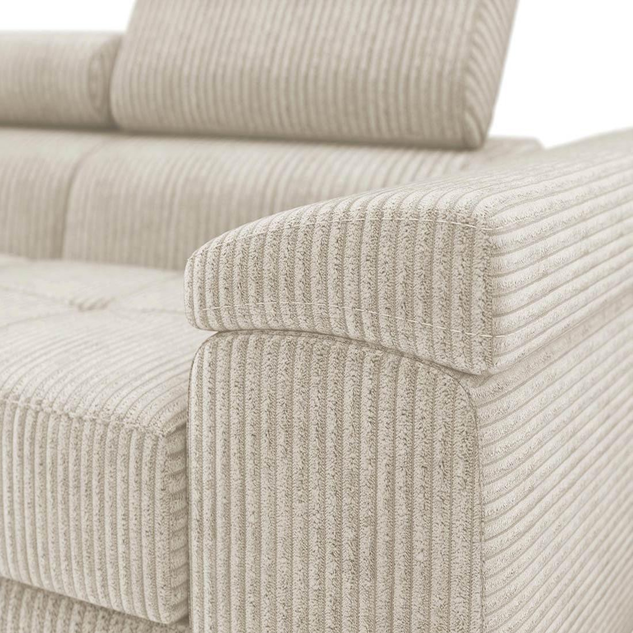 Voir la diapositive 3 : BEST MOBILIER Pablo - canapé droit 2 places avec têtières ajustables - en velours côtelé