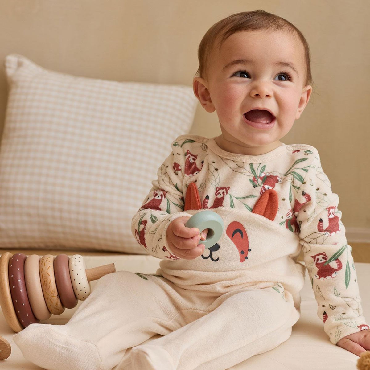 Petit Béguin Pyjama bébé en velours Gustin