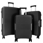 David Jones Lot 3 valises rigides dont 1 cabine TSA. Coloris disponibles : Bleu, Beige