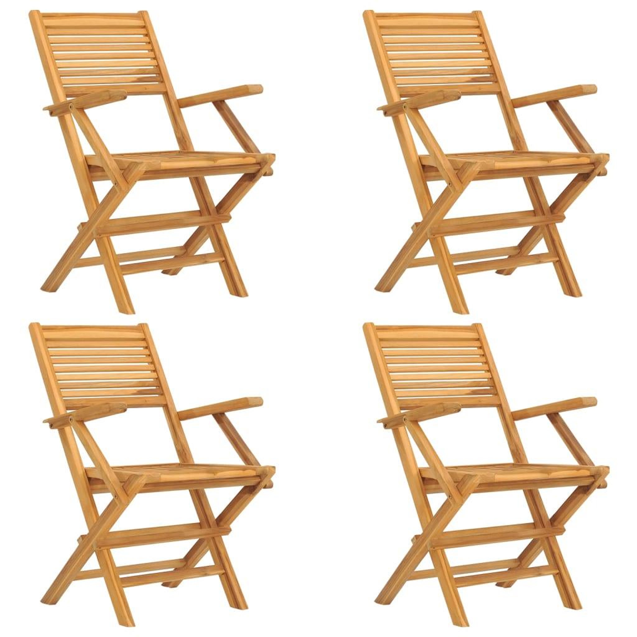 Voir la diapositive 2 : VIDAXL Chaises de jardin pliantes lot de 4 55x62x90cm bois massif teck