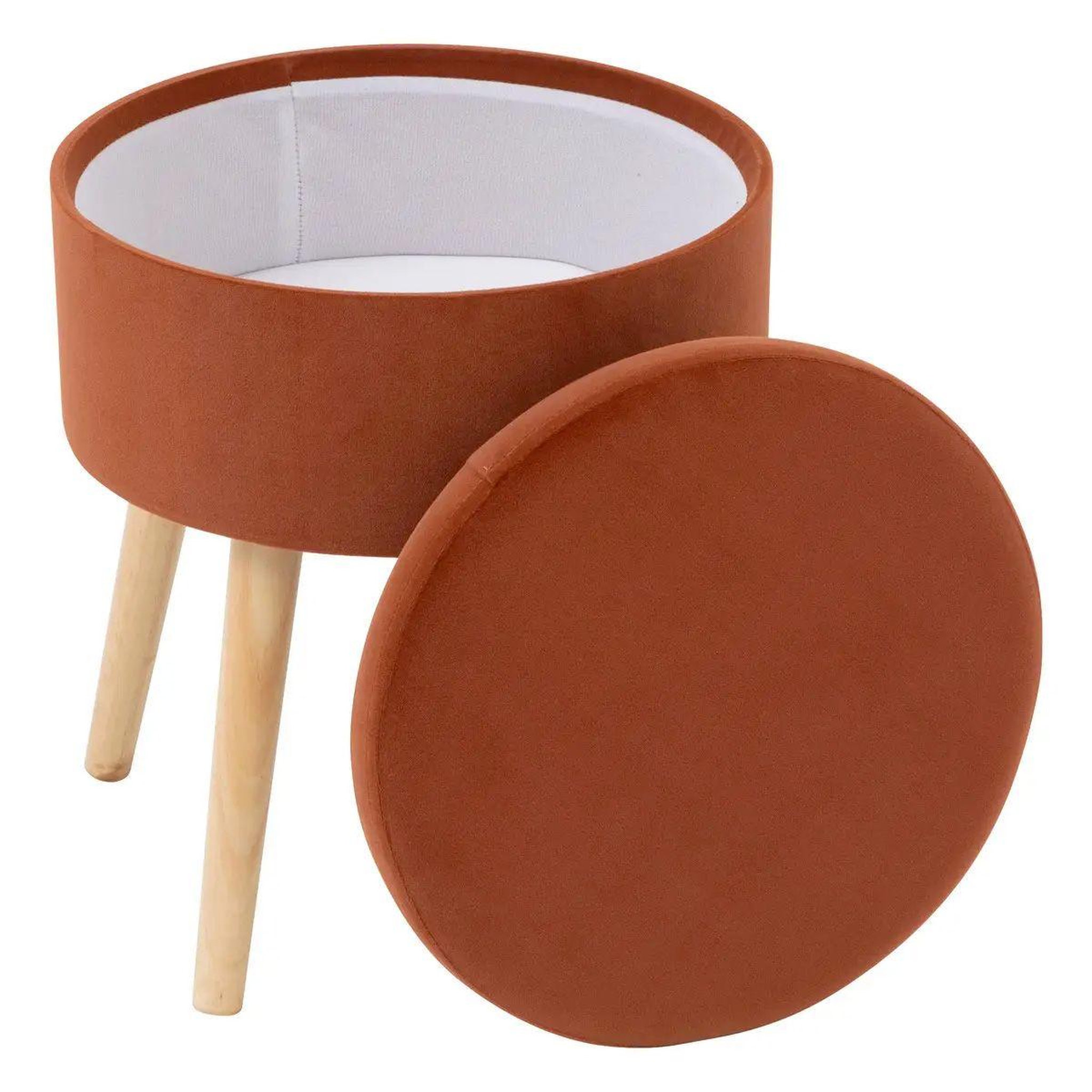 Voir la diapositive 2 : ATMOSPHERA Tabouret coffre scandinave  tess  44cm ambre