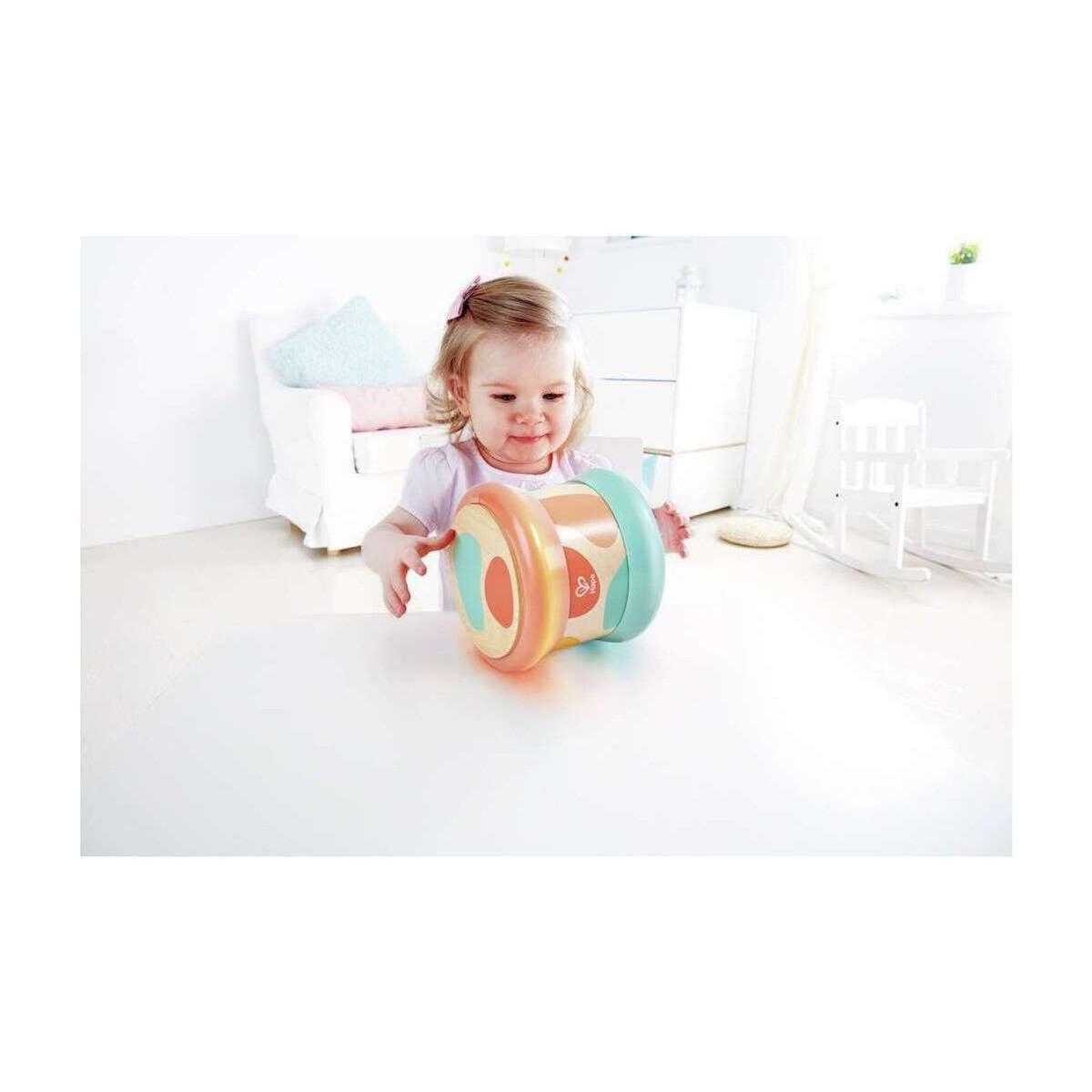 Hape Tambour de bebe en bois - Turquoise