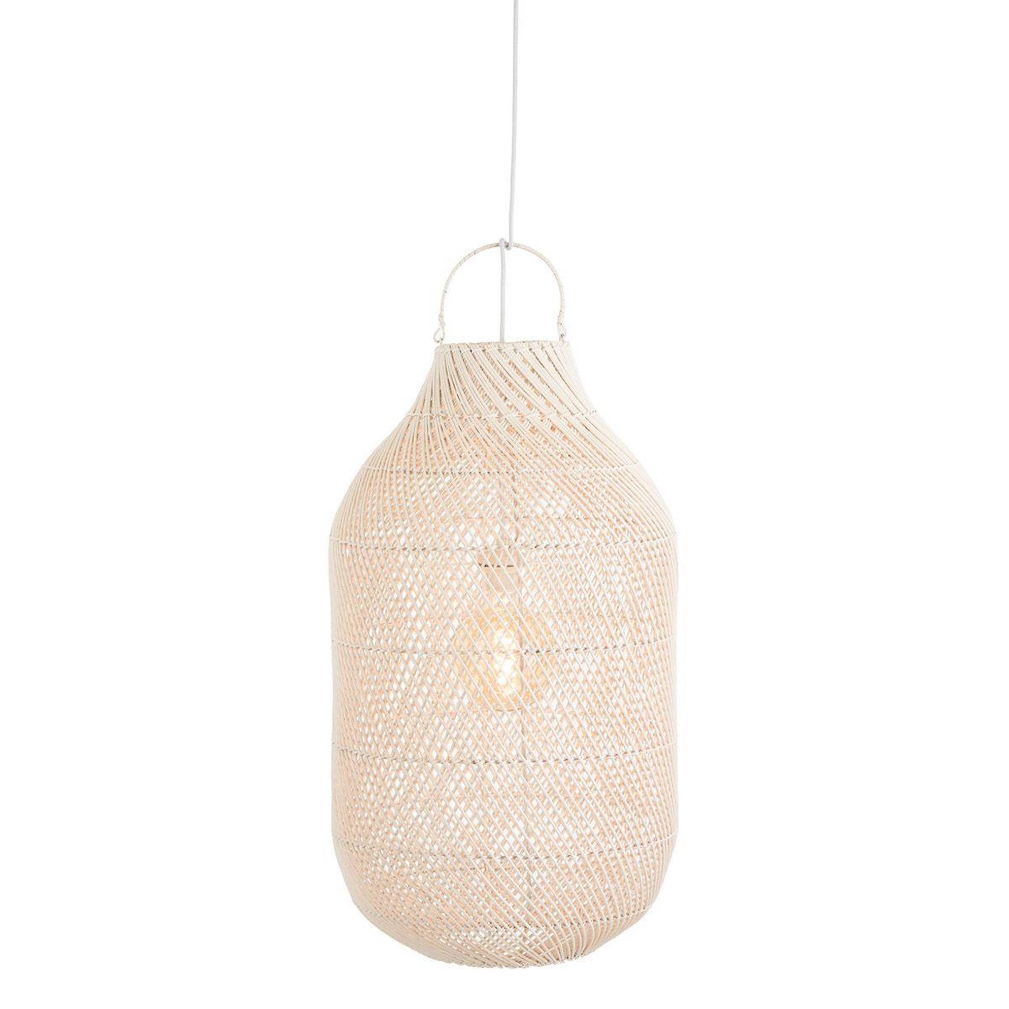 Voir la diapositive 2 : J-LINE Abat-Jour Cylindrique Déco  Rotin  75cm Blanc