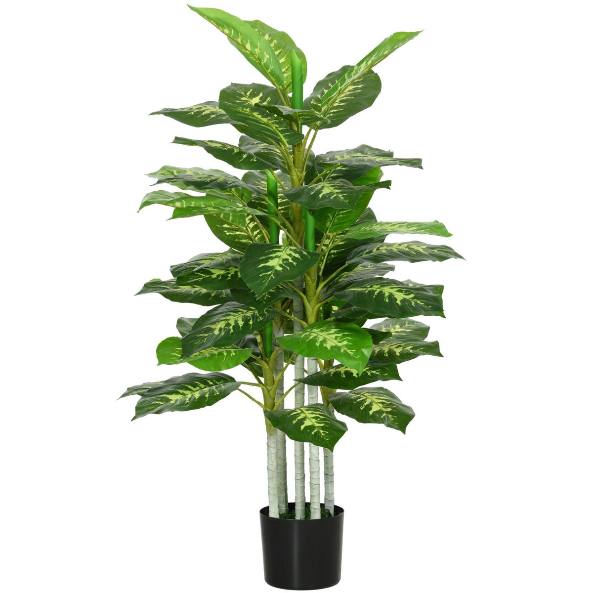 HOMCOM Arbre artificiel plante artificielle Calathea H. 120 cm tronc branches lichen feuilles grand réalisme pot inclus