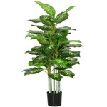 HOMCOM Arbre artificiel plante artificielle Calathea H. 120 cm tronc branches lichen feuilles grand réalisme pot inclus