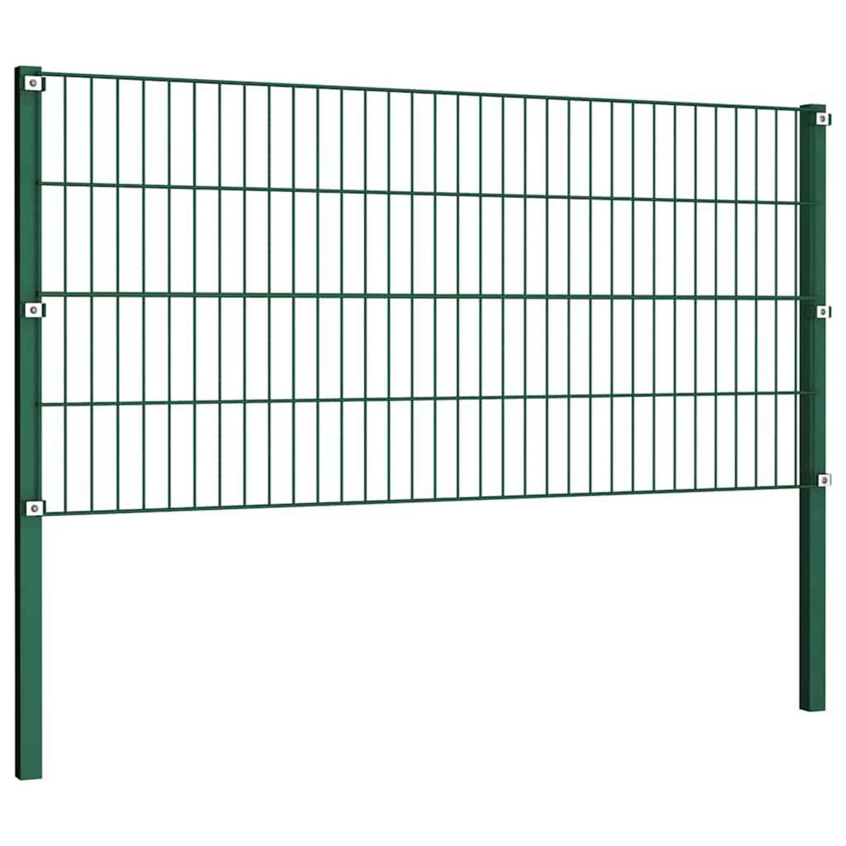 VIDAXL Panneau de cloture avec poteaux en fer 1212 x 80 cm Vert