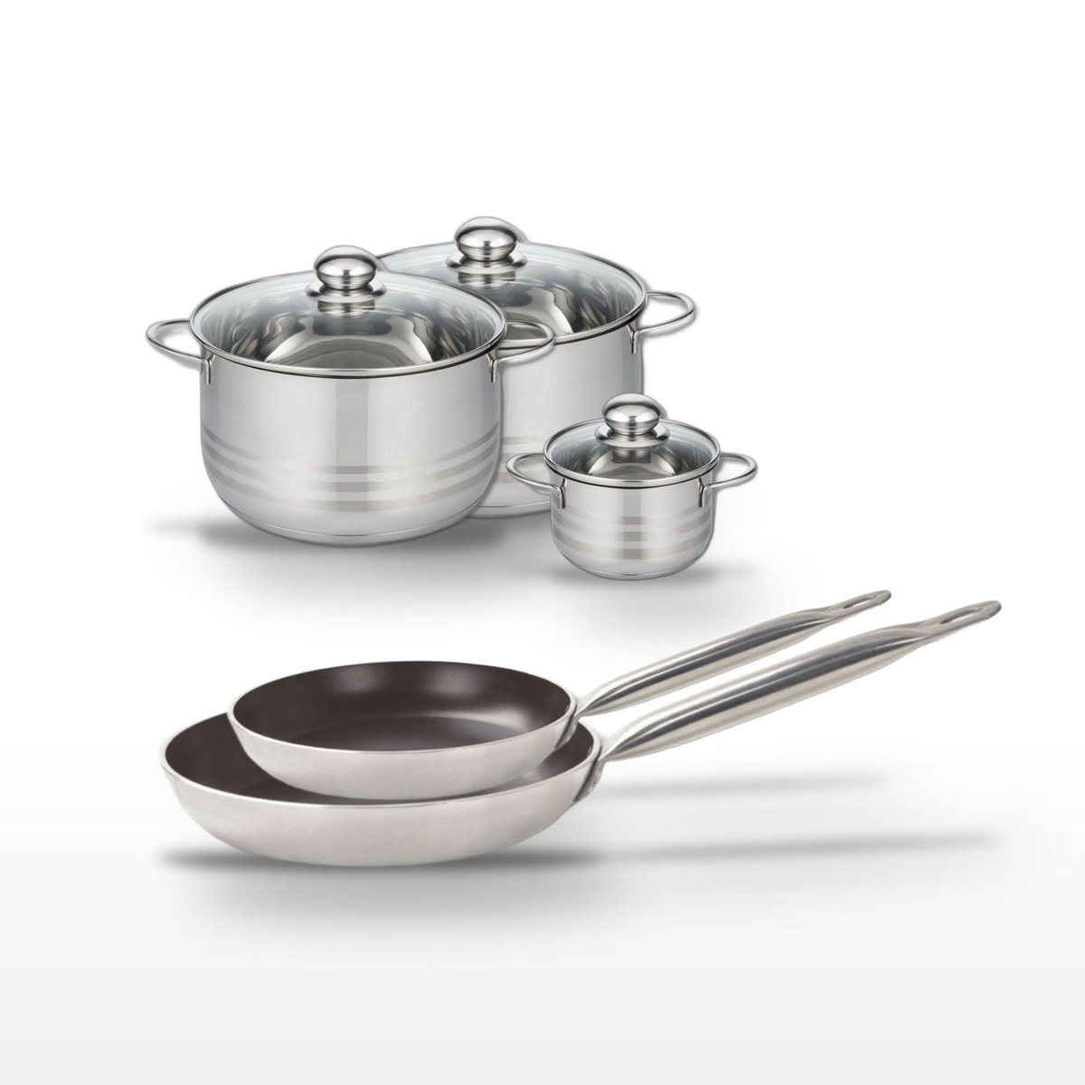 ELO Lot Poêles 28/32 cm & Faitouts 12/20/24 cm Elo Bistro Line