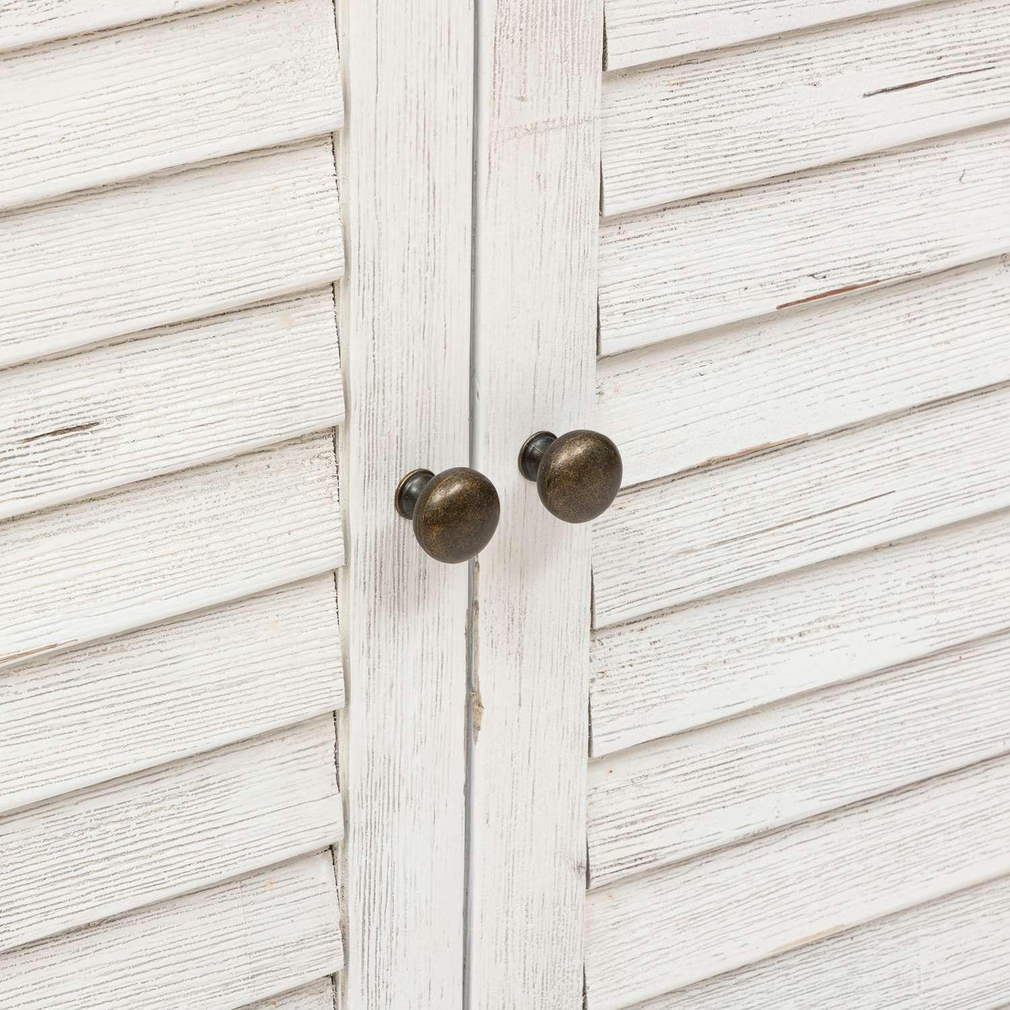 Voir la diapositive 4 : ATMOSPHERA Buffet 2 portes en bois OLBIA - Blanc et beige